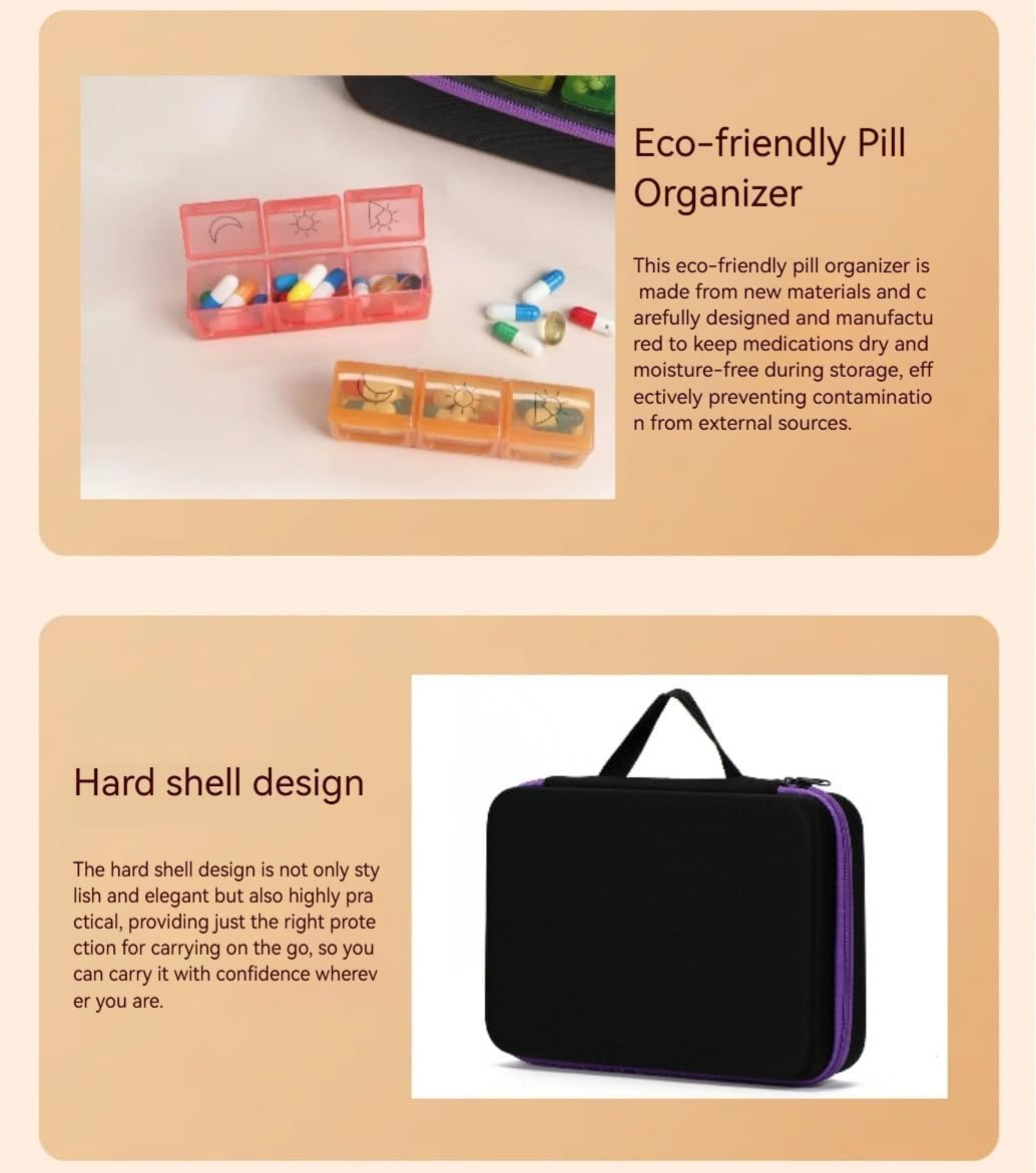Monthly Pill Organiser & Pill Case 31-Day, 3 Times a Day Medicine Pill Organizer with Hard Shell & Pill Cutter, Weekly & Monthly Stickers image number 6