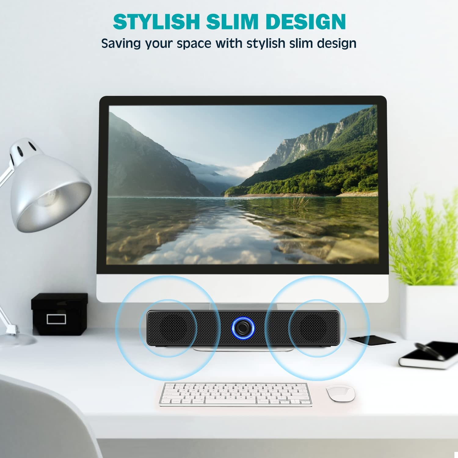 Computer Speakers, PC Wired Desktop Speakers 2.0 Stereo Sound USB Powered Laptop Speakers for Computer, Desktop, Tablet, PC, Mac, Pad, Cellphone and More [2021 Version] image number 2