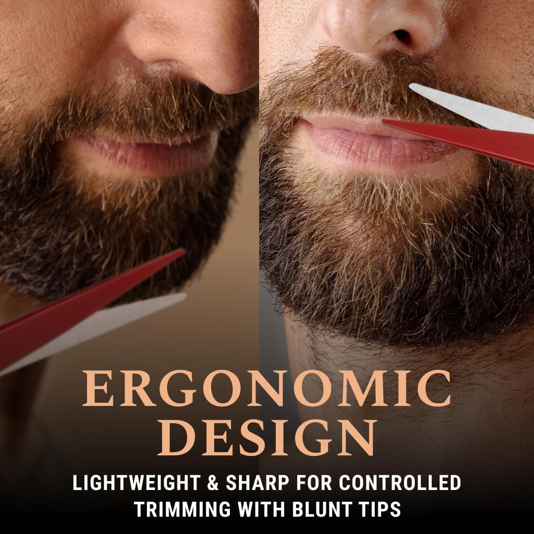 Ontaki Beard Scissors & Mustache Scissors - 5-Inch, True Red - Professional Mustache Grooming Kit - Travel Facial Grooming Kit for Men - Beard Comb Included - Midnight Blue image number 6