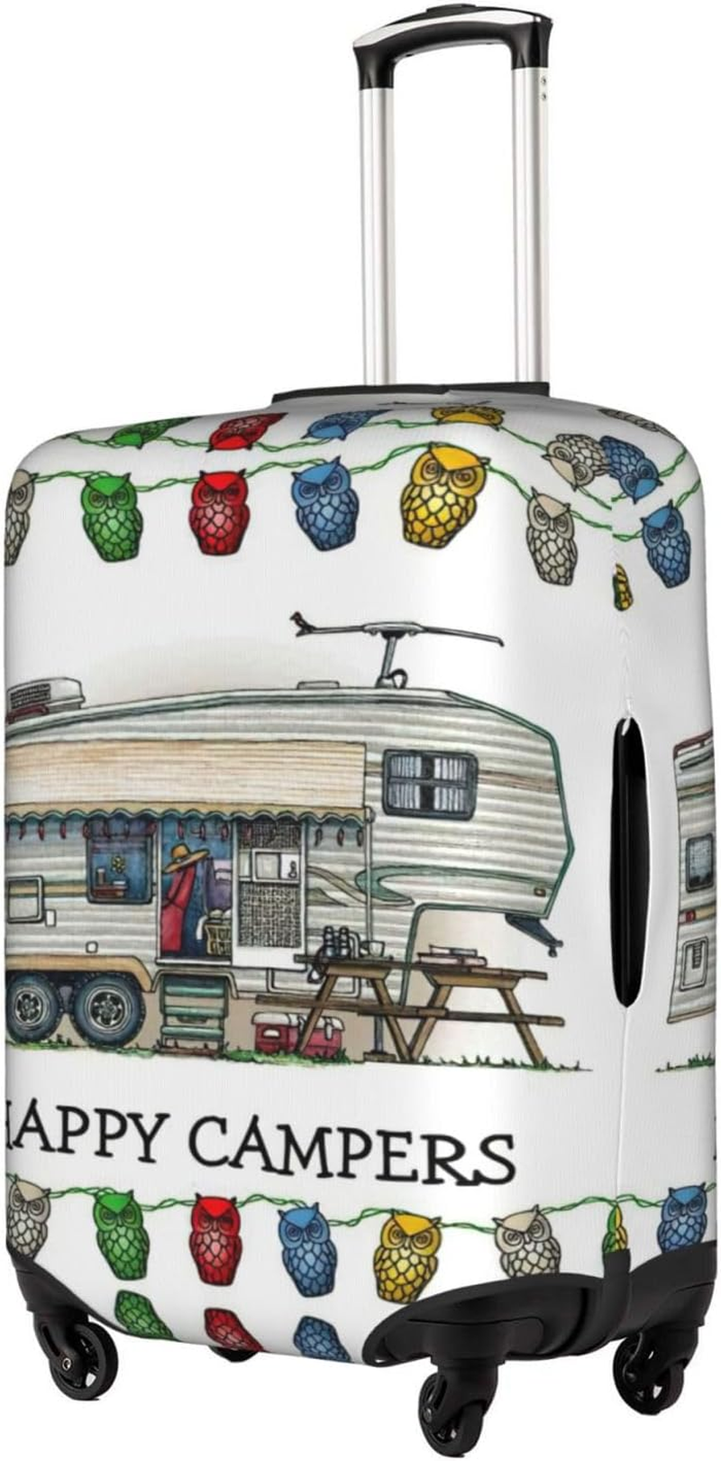 Odddot Happy Camper Print Travel Luggage Cover,Suitcase Protector Cover, Washable Baggage Covers,For 18-32 Inch Luggage, Happy Camper, Small image number 5