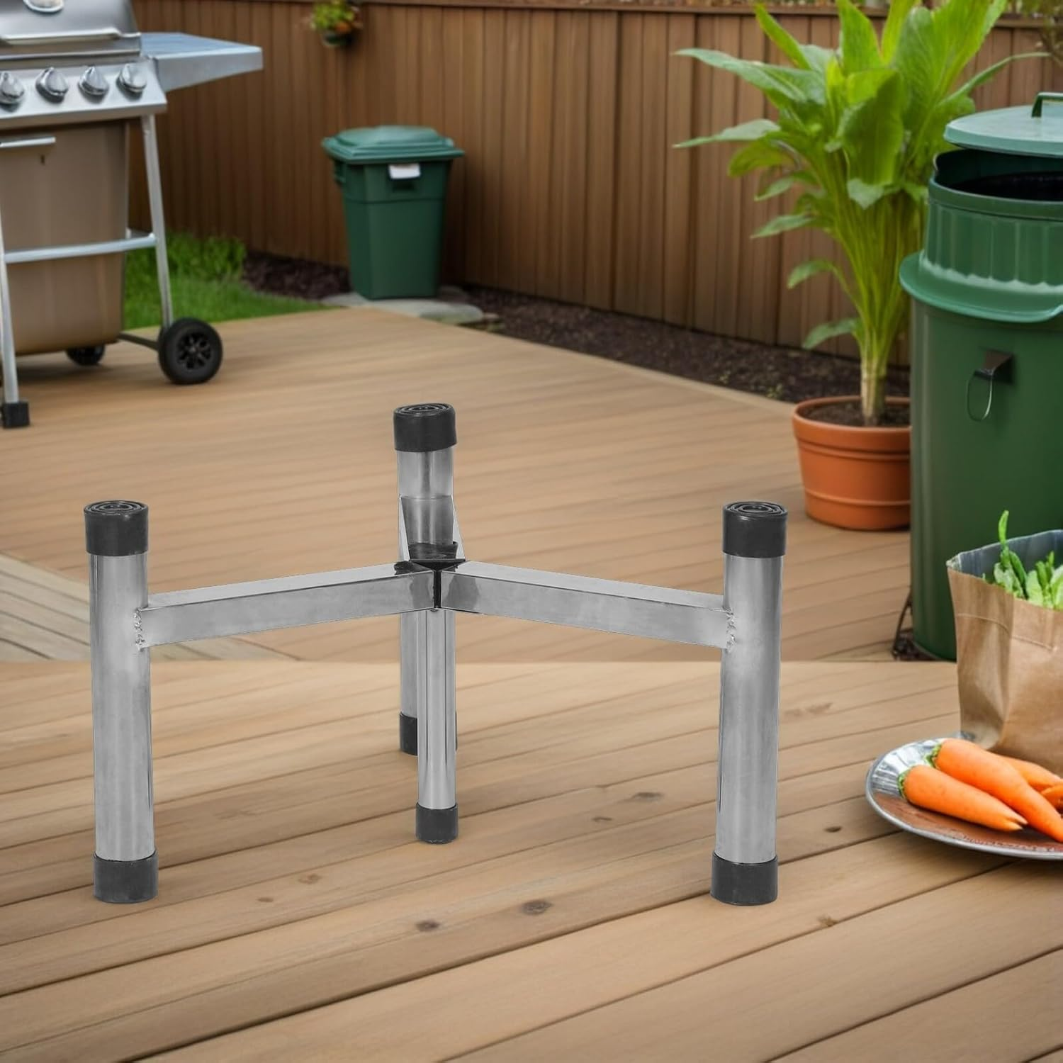 UPKOCH Stainless Steel Outdoor Fire Pit Support Stand 25Cm High Tripod Fire Stove Bracket image number 6