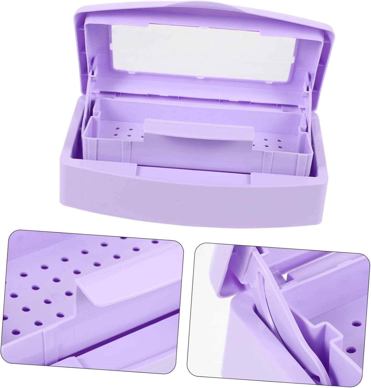 CALLARON Nail Tool Cleaning Tray Durable Manicure Tool Sterilizer Box for Professional Home Use for Eyelash Tweezers and Salon Tools Leak Storage Organizer image number 4