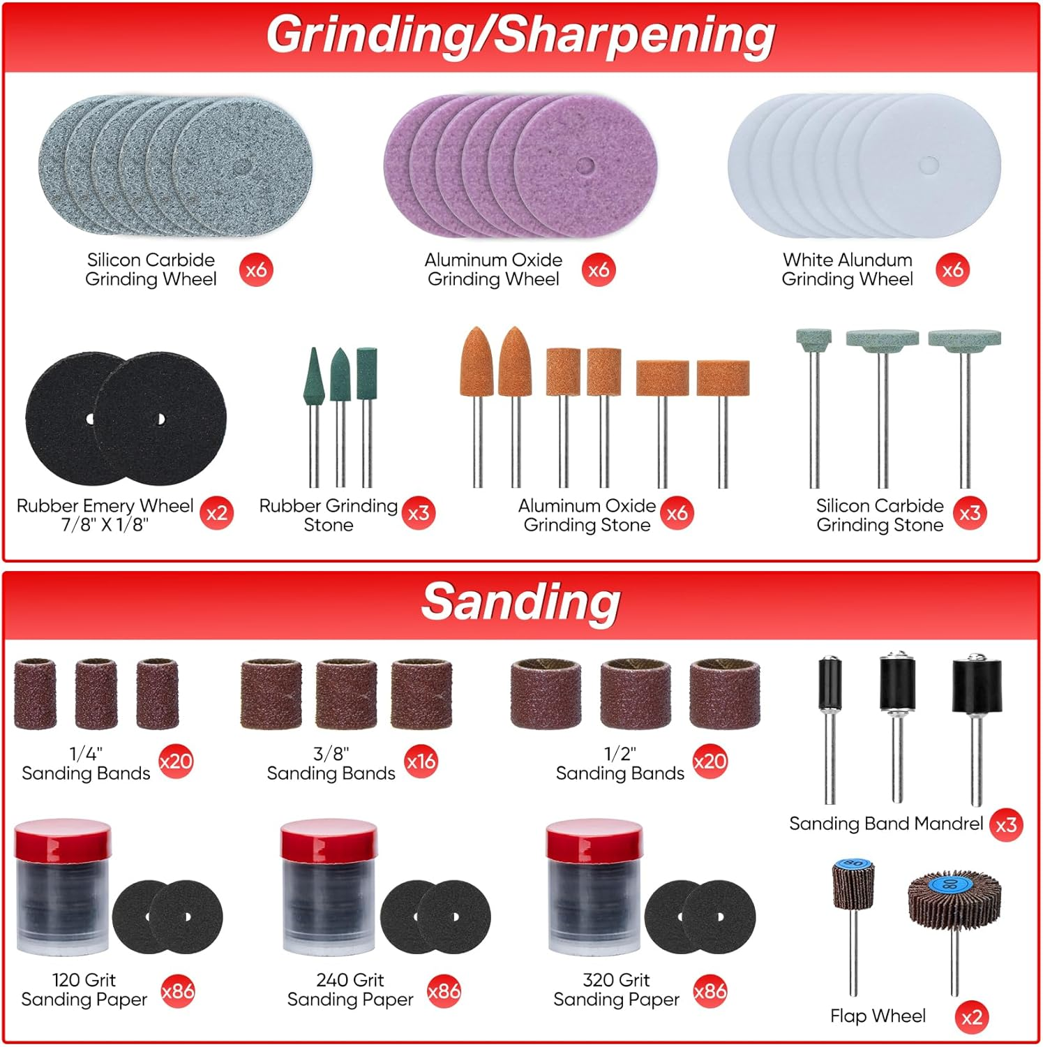 SHALL 508-Piece Rotary Tool Accessories Kit, Universal Rotary Tool Bits for Sanding, Cutting, Grinding, Drilling, Carving, Engraving, Polishing, Cleaning, Rotary Tool Attachments with Carrying Case image number 5