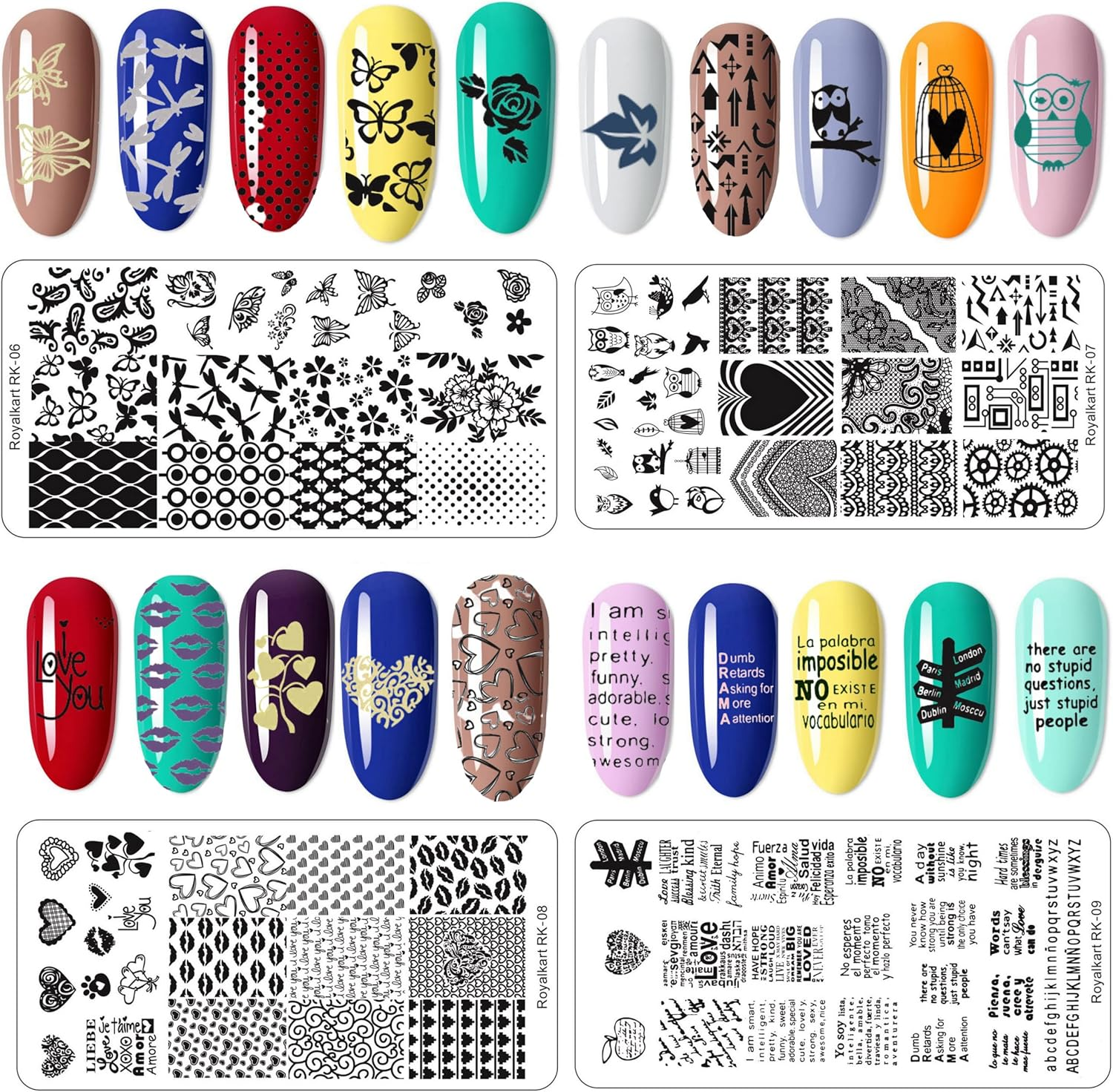 Royalkart Nail Art Stamping Kit with Nail Art Tools |48 Pcs Nail Art Glitter Set & 15 Pcs Nail Brushes - Gift for Girl (RK Series) image number 1