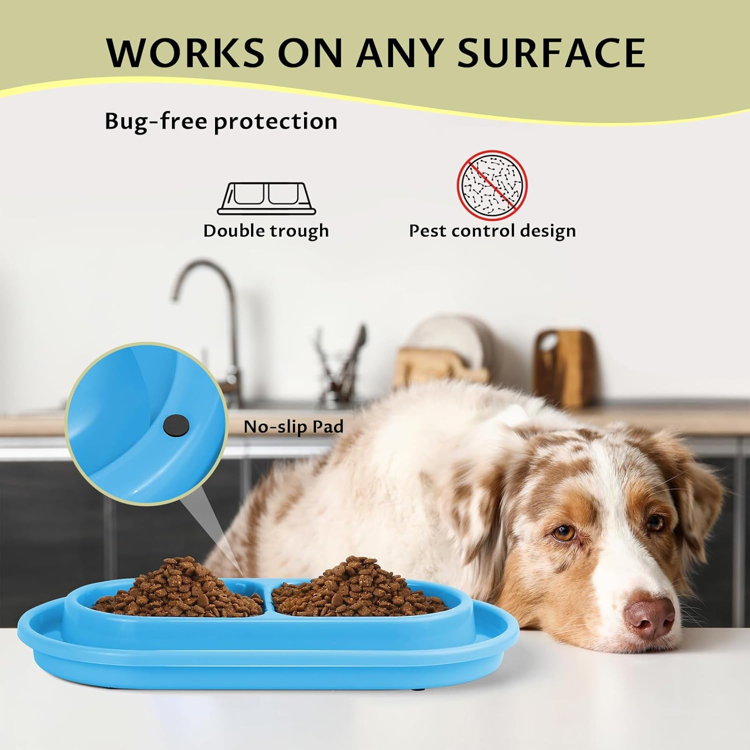 Velmoriah Ant Proof Cat Dog Food Bowl, 25Oz/4Cups Non-Slip Pet Water and Food Bowls, Dog Feeding Bowl Pet Food Dish for Dogs Cats image number 2