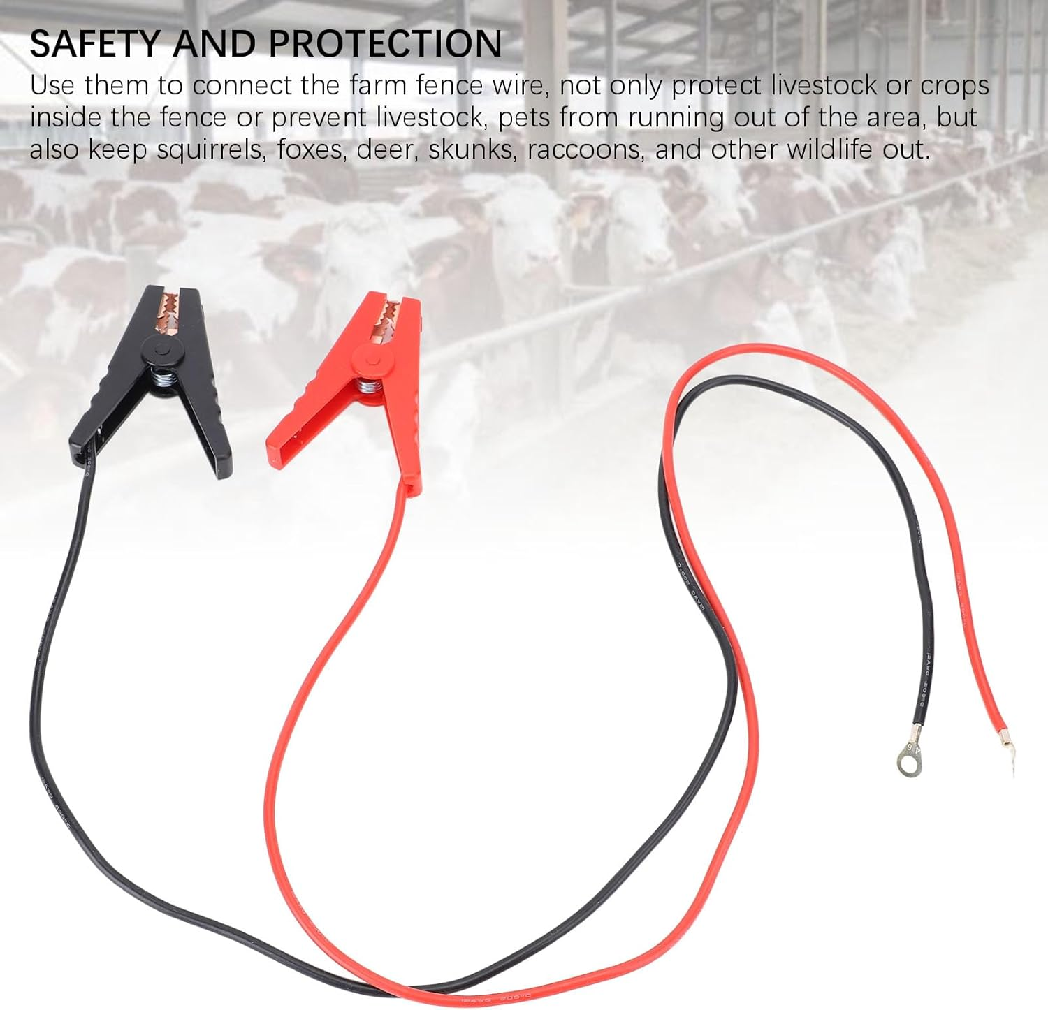 2 Electric Fence Clips Jumping Wires with Alligator Clips for Connection and Set Suitable for Solar Electric Fences Farm Fencing Systems and Satellite Antennas image number 1