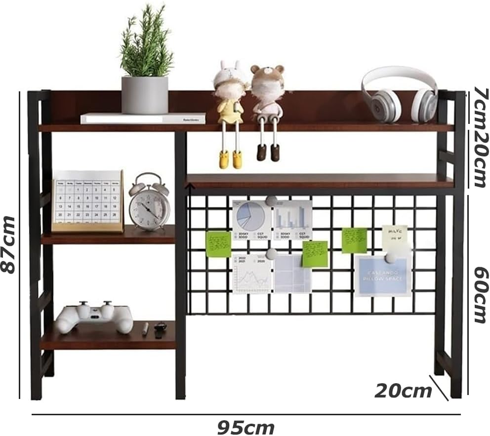 3 Tier Desktop Shelf,Bookcase Organizer,Storage Compartments,Countertop Hutch Bookshelf,Wood Countertop Bookshelf,For Desktop, Living Room, Bedroom, Office image number 1