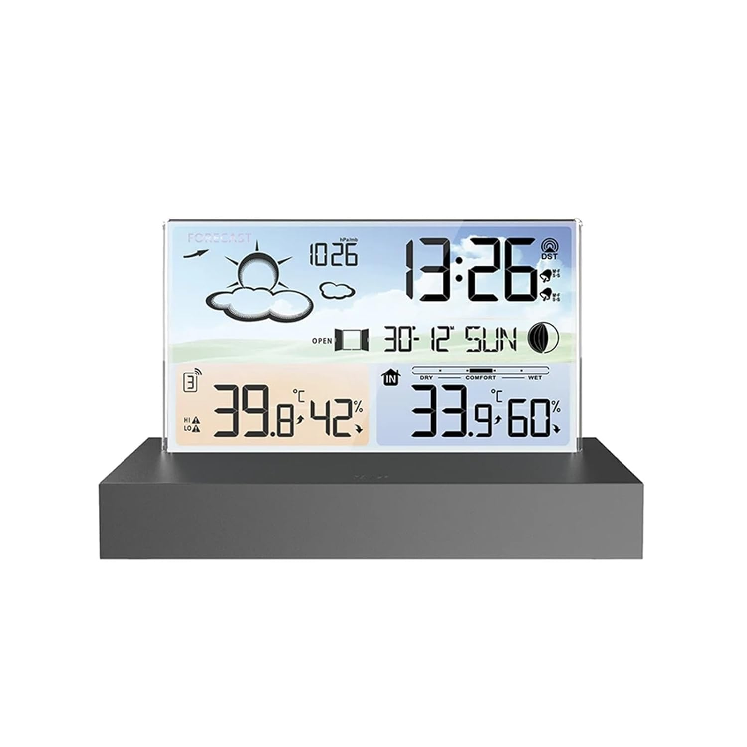 LCD Digital Weather Station Transparent Temperature Humidity Monitor Forecast Indoor Outdoor Hygrothermograph image number 3