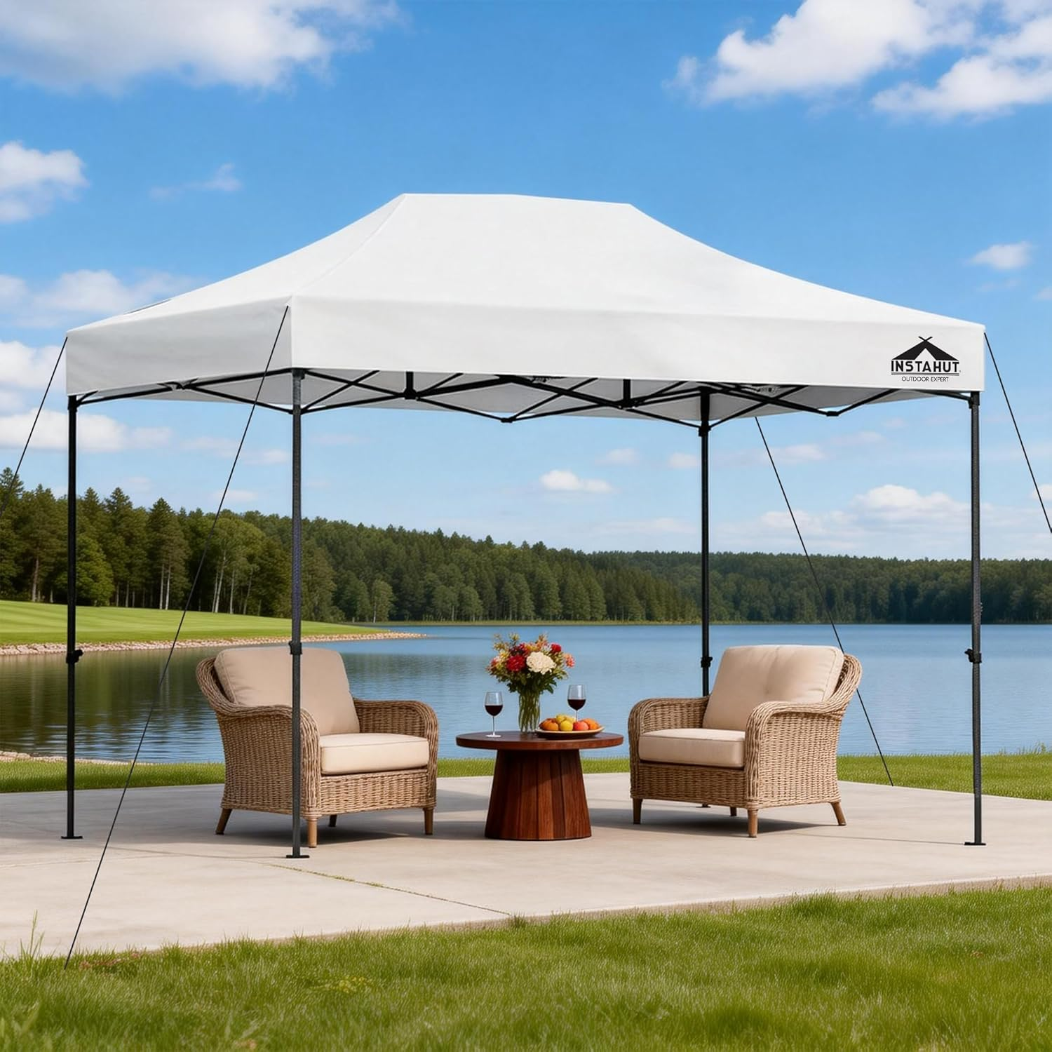 Instahut Gazebo 3X4.5, Pop up Camping Tent Marquee Folding White Gazebos Garden Outdoor Wedding Party Canopy Patio, Water Resistant and UV PU Coating image number 3