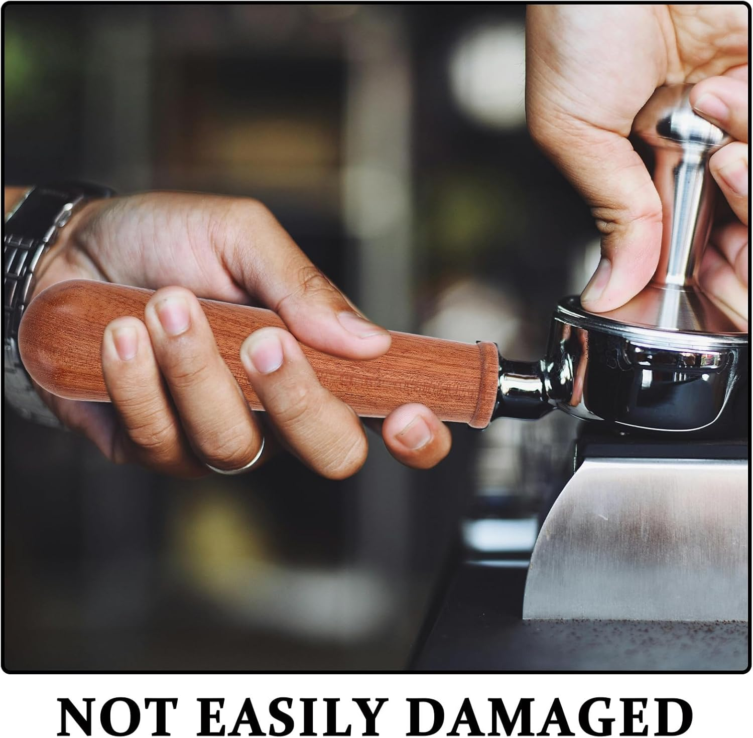 Jojofuny Bottomless Portafilter Handle M10 Coffee Machine Replacement Part with Rosewood Wooden Grip Espresso Machine Accessories for Manual Home Brewing