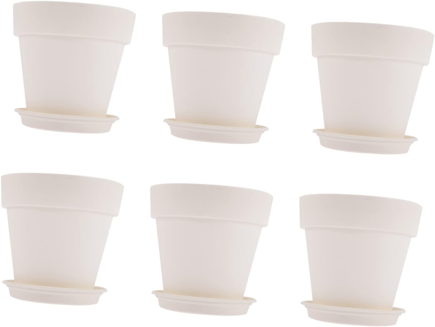 HIAKDOFT 6Sets Plastic Flower Pots Garden Supplies for Indoor Outdoor Elegant Plant Containers for Balcony Porch Home Office Saucer
