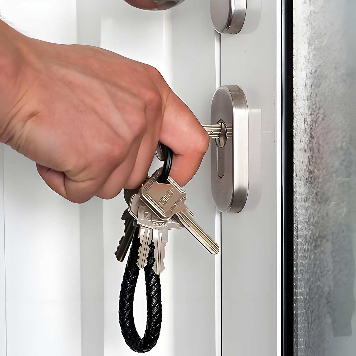 MYTOAU 8 PCS Braided Leather Key Chain,8 Colors Woven Key Ring, Handmade Weave Rope Keychain Car Motorcycle Simple Key Chaincar Door Key Chains for Ladies Men Kids image number 6