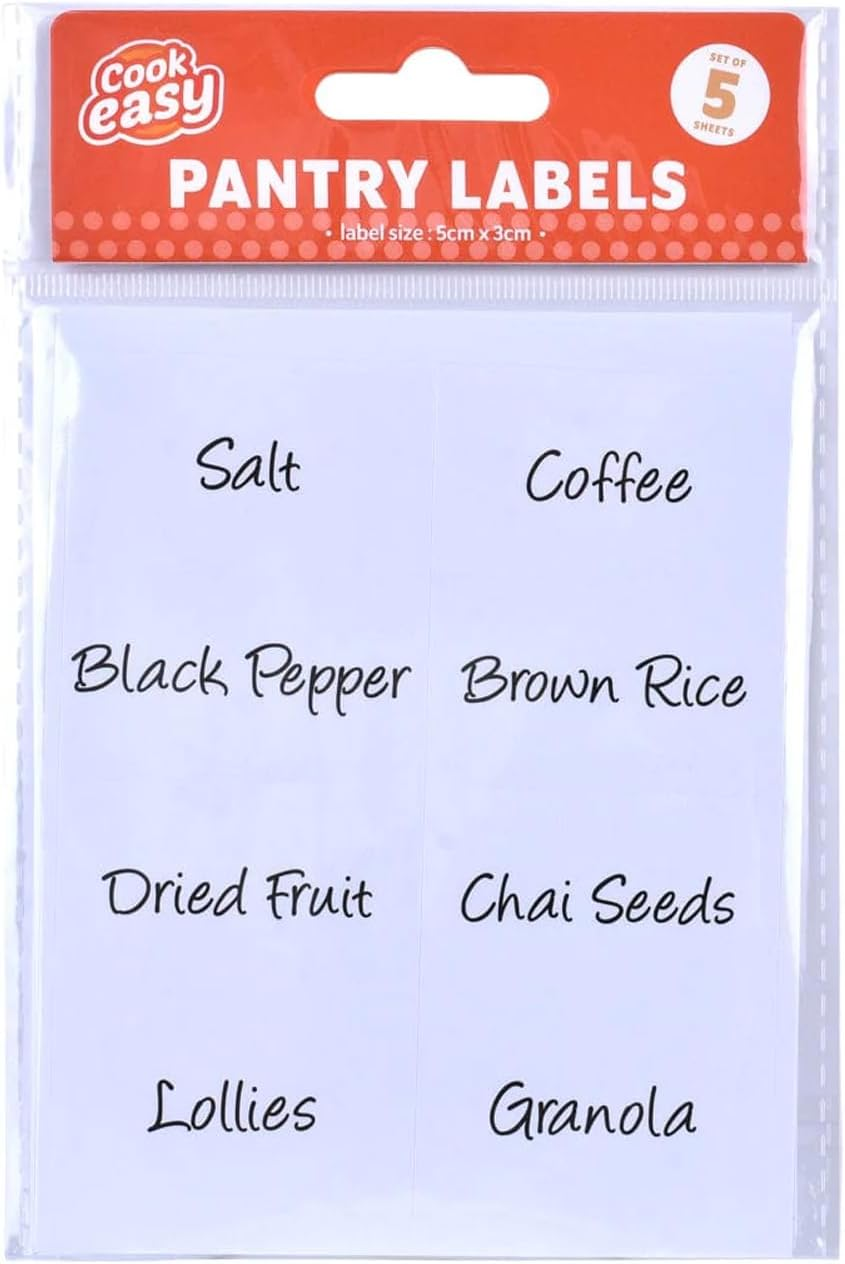 Pantry Labels for Food Containers, 40PCS Pre-Printed Kitchen Food Organization Labels for Storage Canisters Jars Bins,Minimalist Food Labels Stickers Food Jar Label (1Pack) image number 5