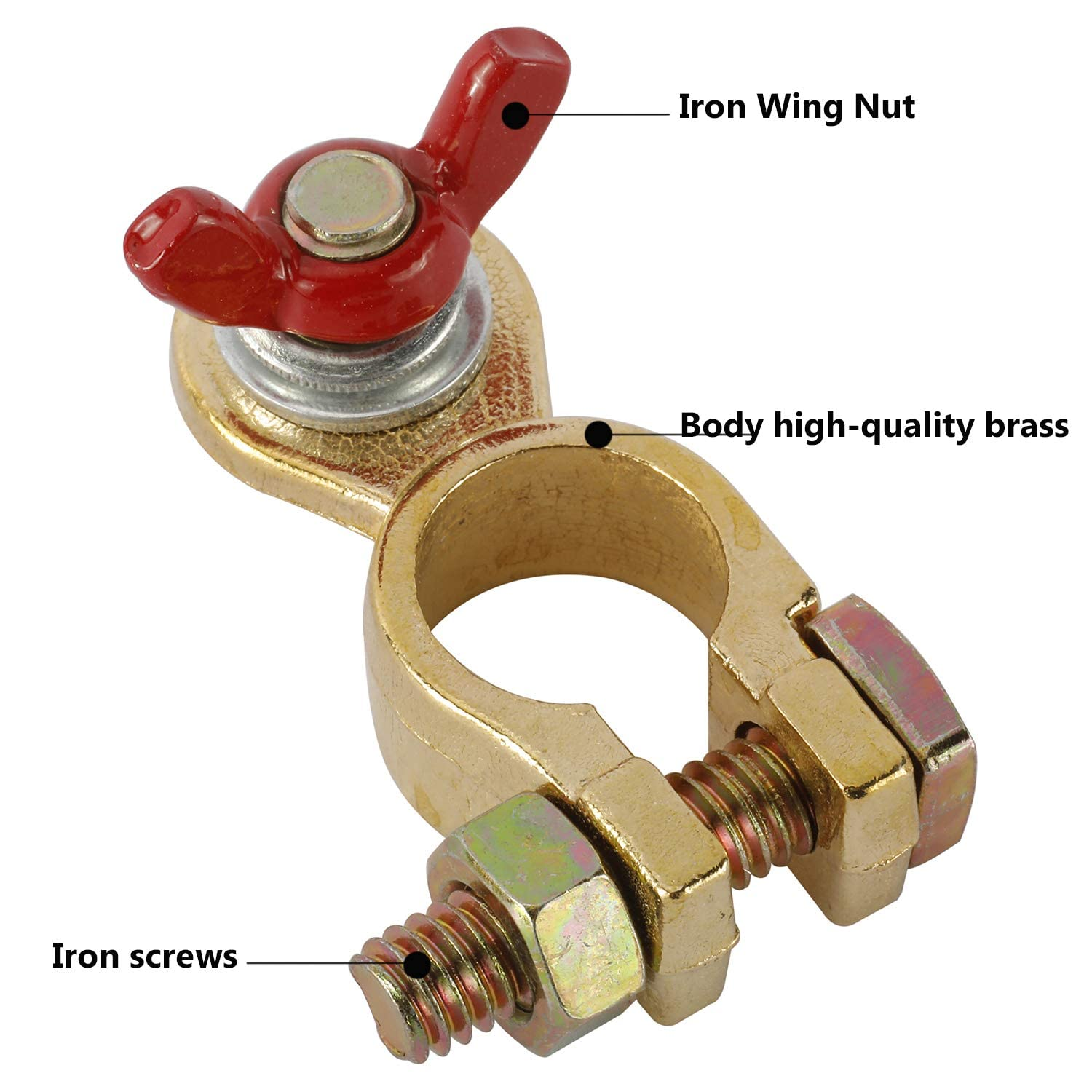 1 Pairs Car Battery Terminals Connectors, Battery Master Switch Battery with Red and Black Coated Wing Nuts Terminal Link Switch for Motorcycle Boat Truck Car Van image number 2