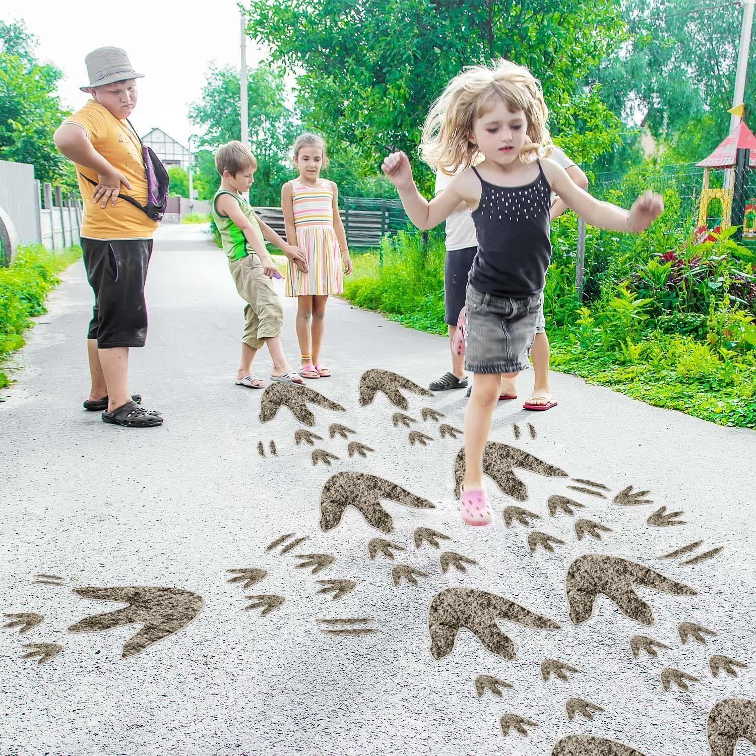 90 Pcs Dinosaur Footprints for Floor Dinosaur Decor, Realistic Footprints Wall Decals for Kids Classroom Party Decoration School Playroom Baby Nursery Bedroom Home（3 Sizes image number 4