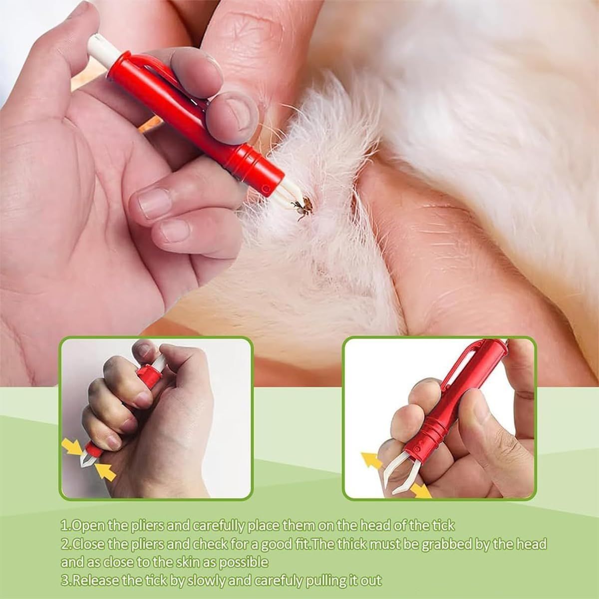 Sarini Tick Removal Kit for Dogs and Cats, Tick Removal Kit Third Pack, Tick Removal in Seconds, Safe Tick Tweezers for Humans and Animals image number 1