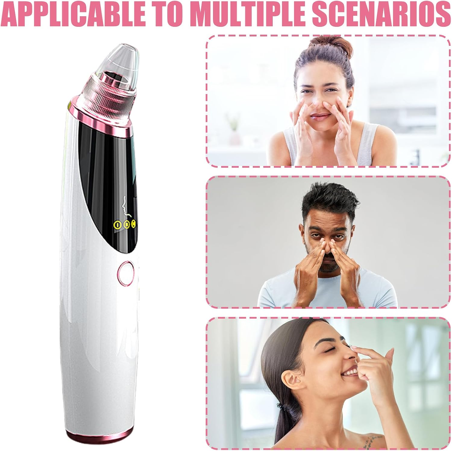 Pore Sucker | Rechargeable Pore Suction Remover with 5 Suction Heads - Vacuum Deep Cleaning Extraction Tool with 3 Adjustment Modes Pimple Cleaner for Nose Home Daily image number 4