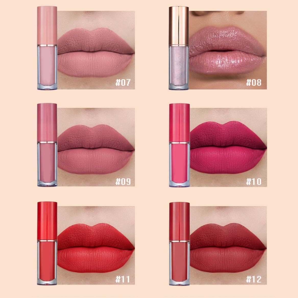 Matte Liquid Lipstick Set Waterproof Long Lasting Non-Stick Cup Lipstick Makeup Set 12PCS image number 5