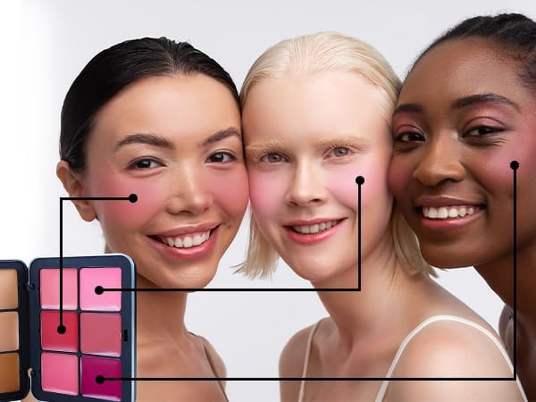 Joyeee Makeup Blush Palette + Cream Contour Palette Kit, with 11 Pcs Complete Makeup Brushes, Contouring Concealer Palette for Medium Dark Skin to Conceals Dark Circles, Redness, Acne, Blemish image number 3