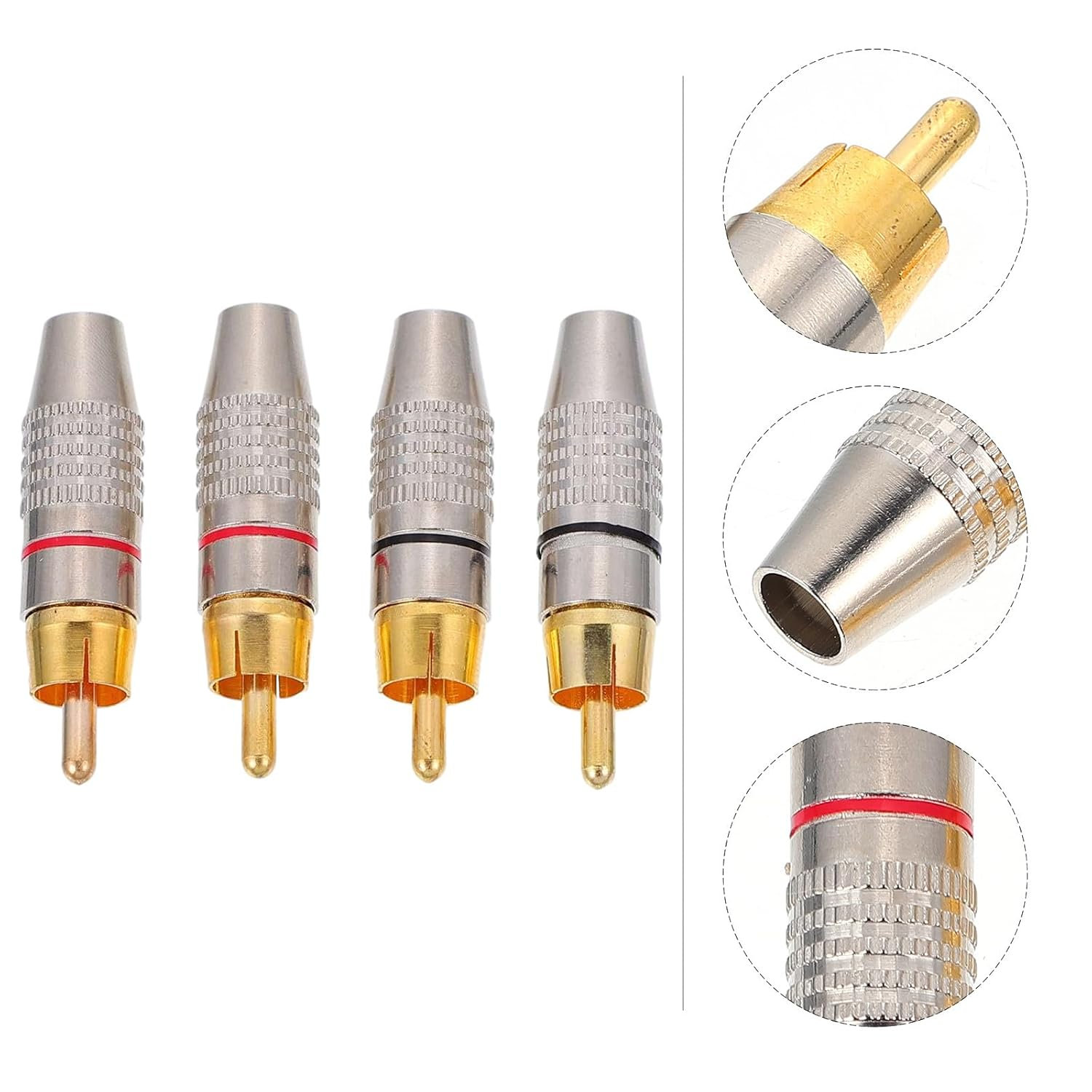 GALPADA 4Pcs Gold Plated Audio Video Male Plugs Metal Speaker Connectors Rings for Professional Av Cable and Home Audio Speaker Systems image number 4
