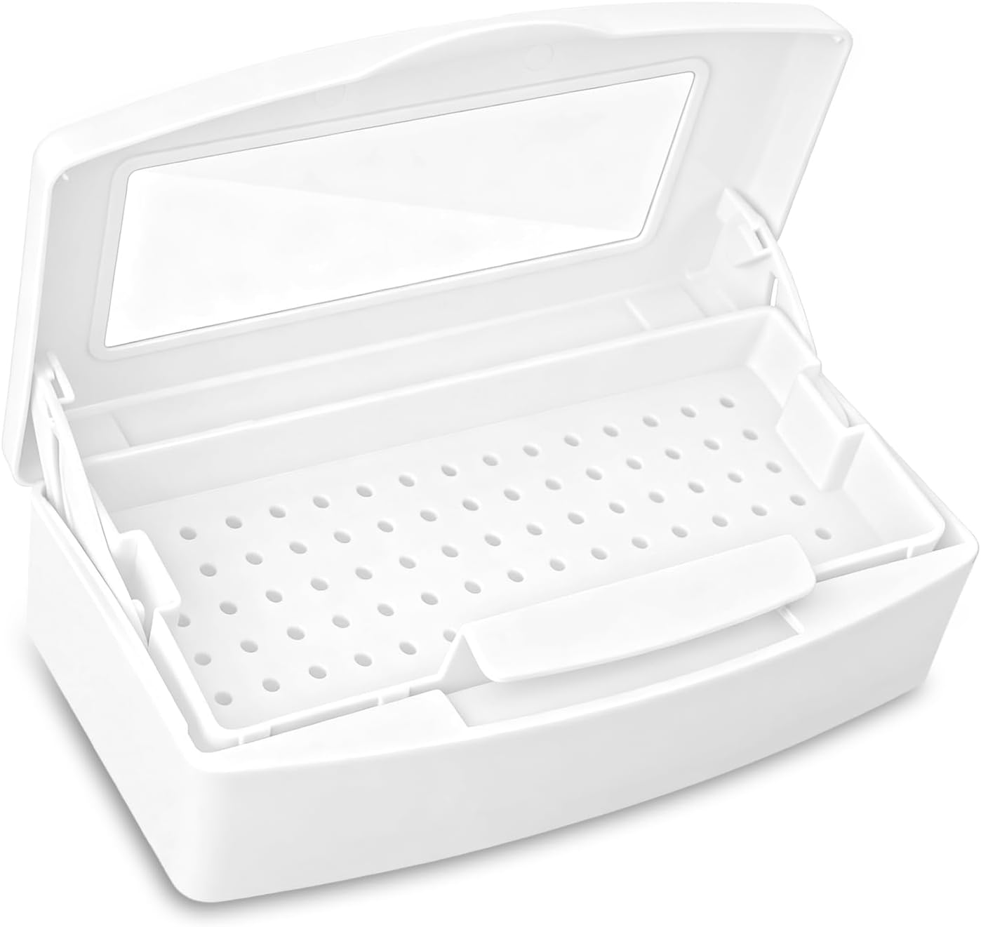 ZHIYUQL Disinfectant Tray, Nail Tool Steriliser Box with Removable Strainer and Lid, Sterilisation Box, Instrument Tray, for Beauty Salon, Manicure, Hair Tools, Cleaning Items (Blue)