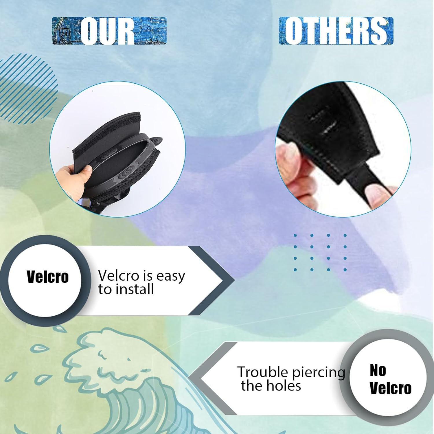 Diving Mask Slap Straps Cover Neoprene Creative Retro Swimming Goggles Glasses Strap Head Band Parts Accessories for Diving - Black Octopus image number 2