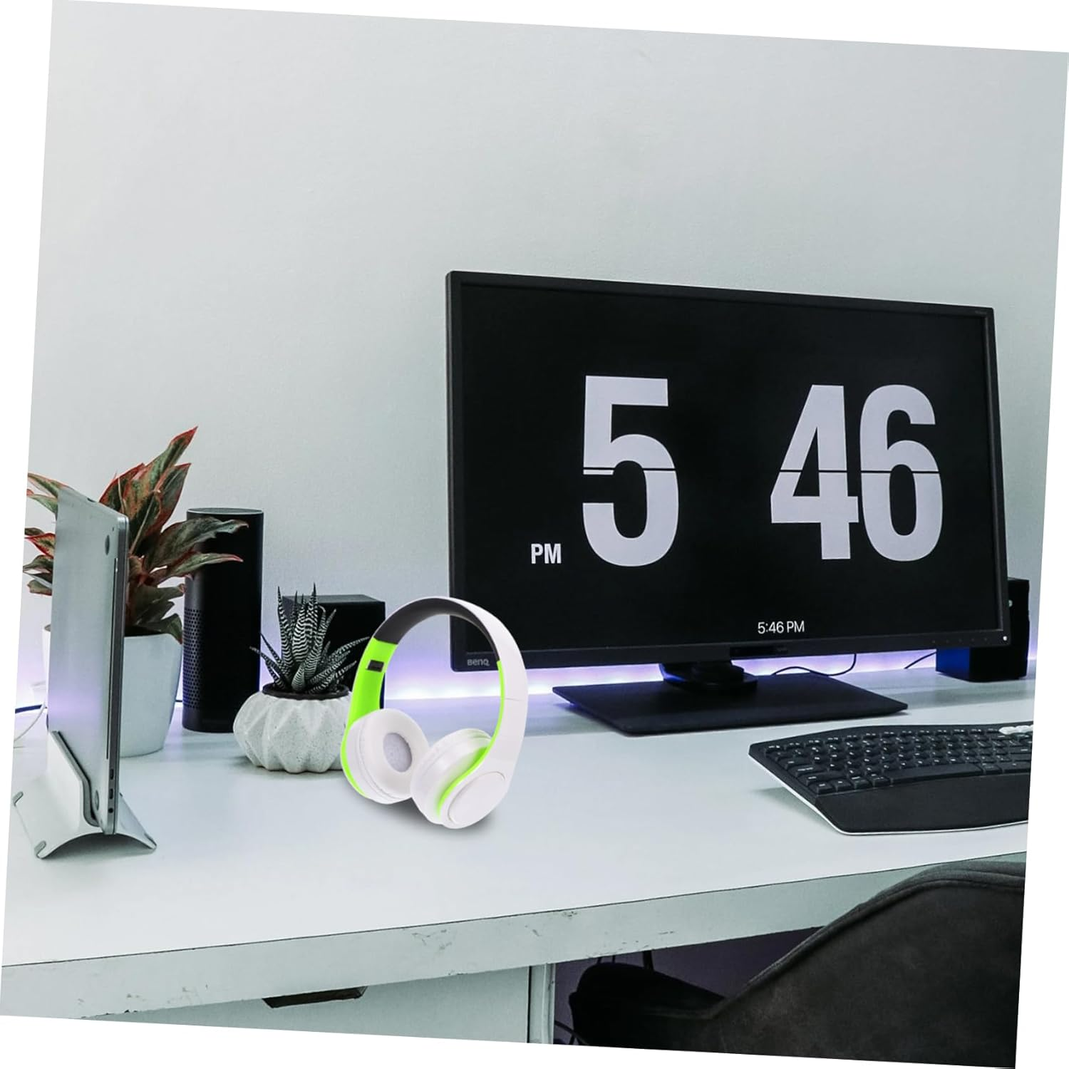 TEHAUX Head-Mounted Wireless Headphones Foldable Design Noise Canceling Feature for Office Use and Cellphone Compatibility image number 4