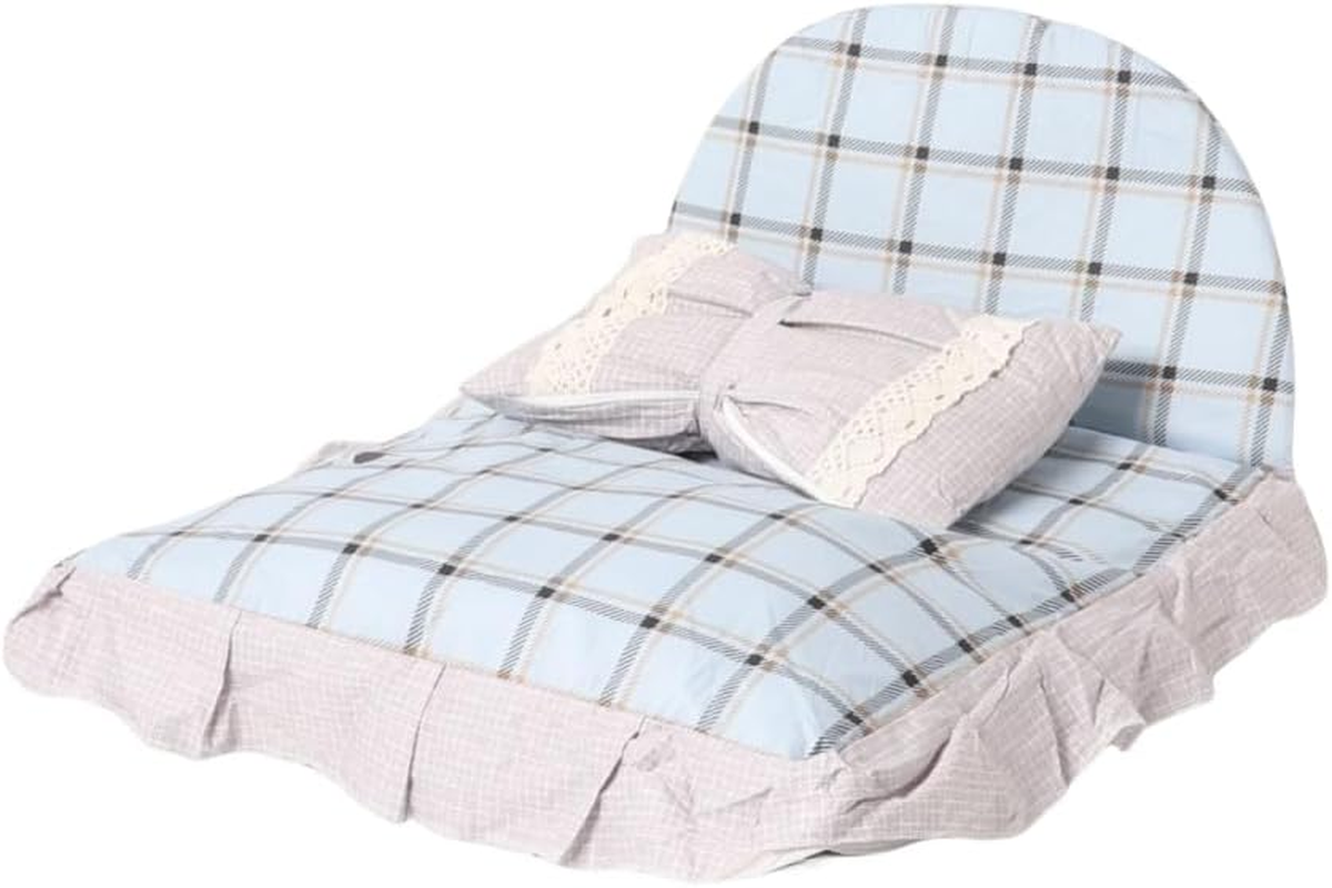 Pet Bed, Fluffy, Cute, Dog, Cat, Stylish, Square, All Seasons, Pet Sofa, Pet, Cushion, Pillow, Princess-Style, Ruffle, Pet Bed with Princess-Style Pillow (Blue) image number 2