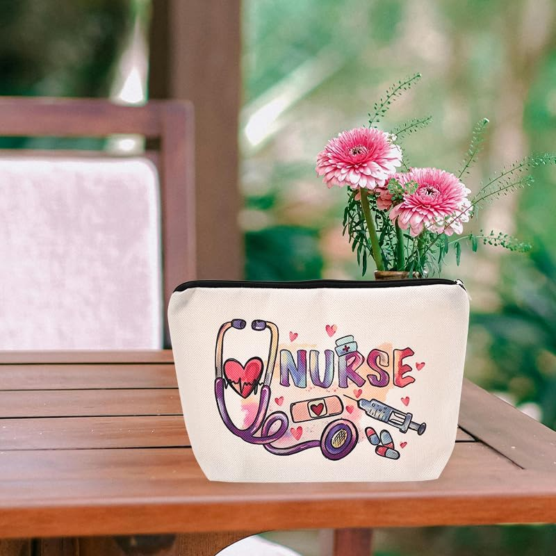 Nurse Makeup Bags Nursing Week Appreciation Gifts for Nurses Coworker Friends Cosmetic Bags for Nurse Nursing Student Graduation Gifts image number 2
