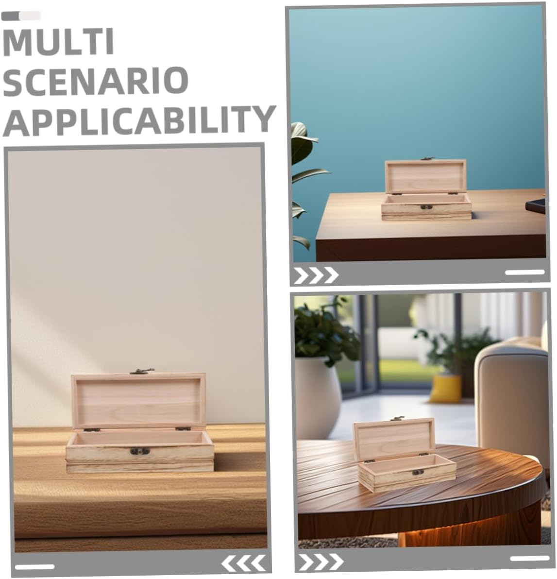 2Pcs Wooden Box Storage Lid Small Decorative Keepsake Boxes for Jewelry Earrings Home Office Organization image number 4