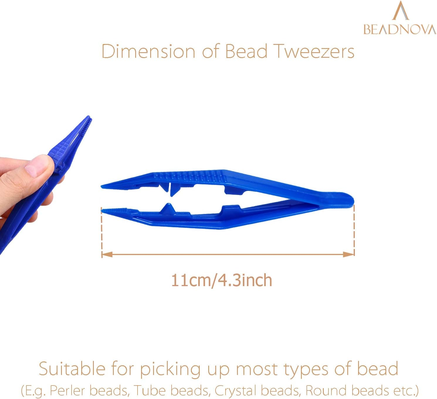 BEADNOVA Bead Tweezers Plastic Forceps Craft Tweezer for DIY Craft Jewelry Making Family School Beading Project (Assorted Colors, 5 Pcs)
