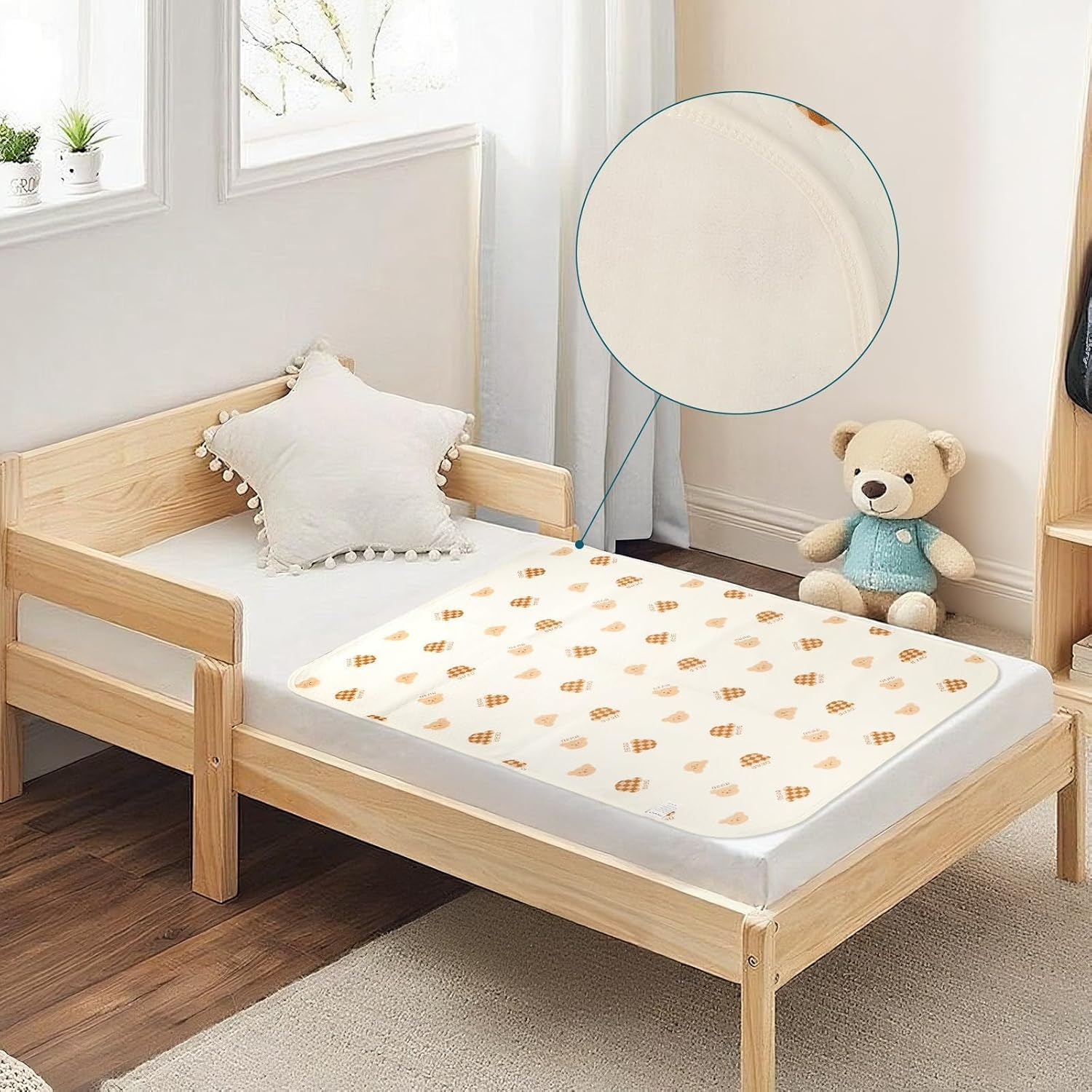 Baby Waterproof Bed Pad,80X120Cm Washable Baby Cotton Changing Pads,Toddler Mattress Protector Incontinence Pads Sheet Cover Underpads for Kids,Soft & Absorbent (Dinosaur-Coconut, 1Pack)