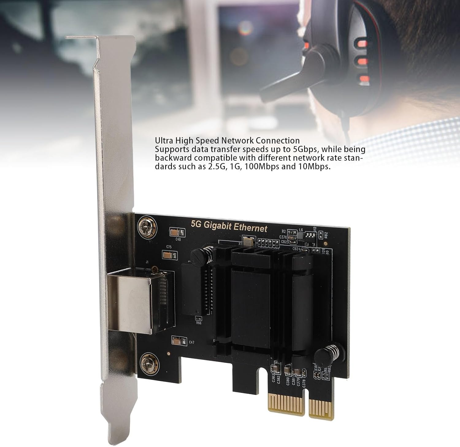 5Gbps Pcie Network Card, Pcie to RJ45 Ethernet Network Adapter, RJ45 LAN Adapter for Windows10/11 Linux Desktop PC image number 2