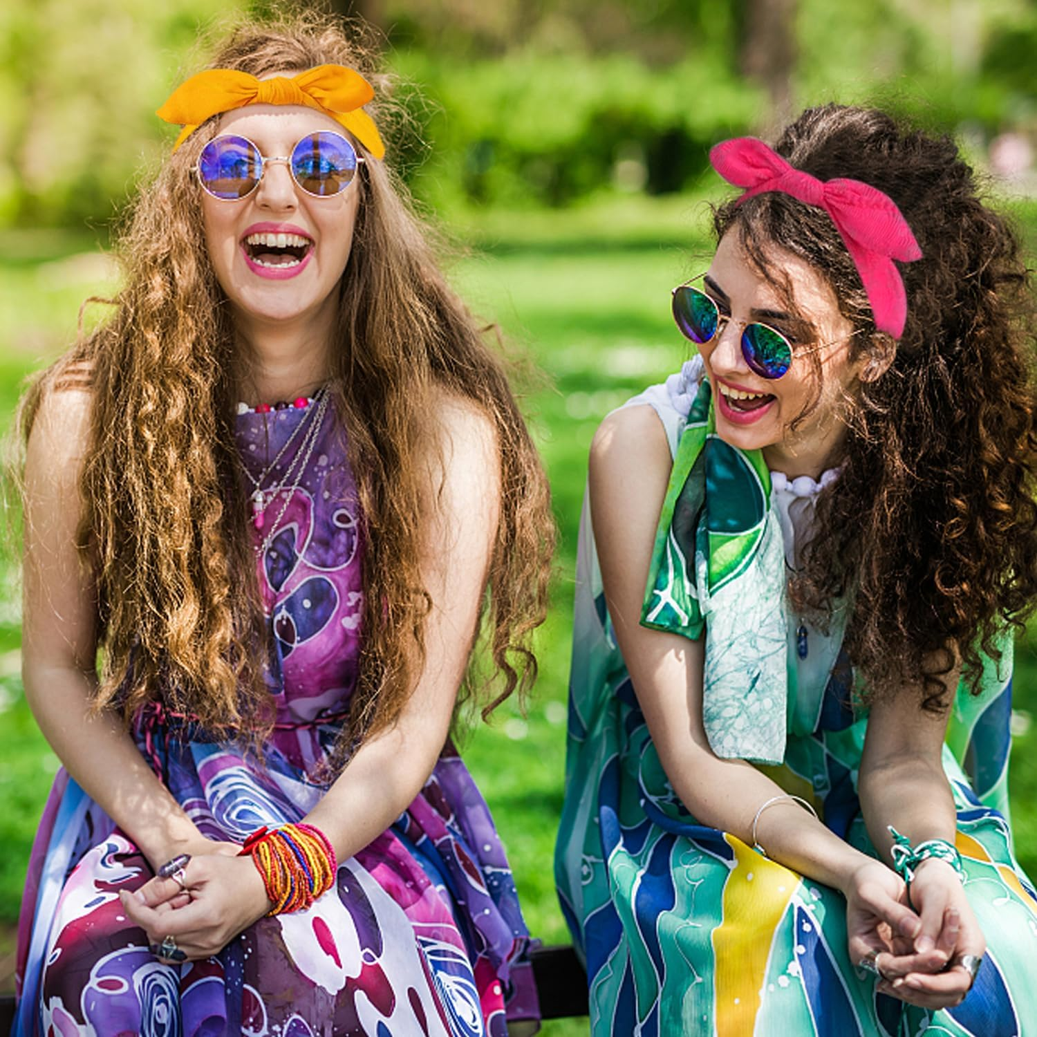 Nyxseat Women'S Accessories, Pack of 3 Rabbit Ear Headbands, Cute Headbands, Polyester, Suitable for Birthdays, Meetings with Friends, Everyday Wear (Rose Red, Royal Blue, Yellow) (20 X 8 Cm) image number 1