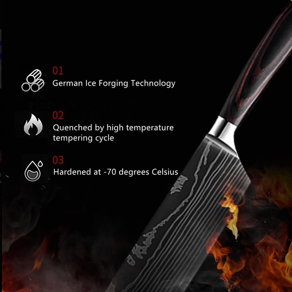 Frafuo Professional Chef Knife, 33Cm Pro Kitchen Knife, German High Carbon Stainless Steel Knife with Ergonomic Handle image number 4