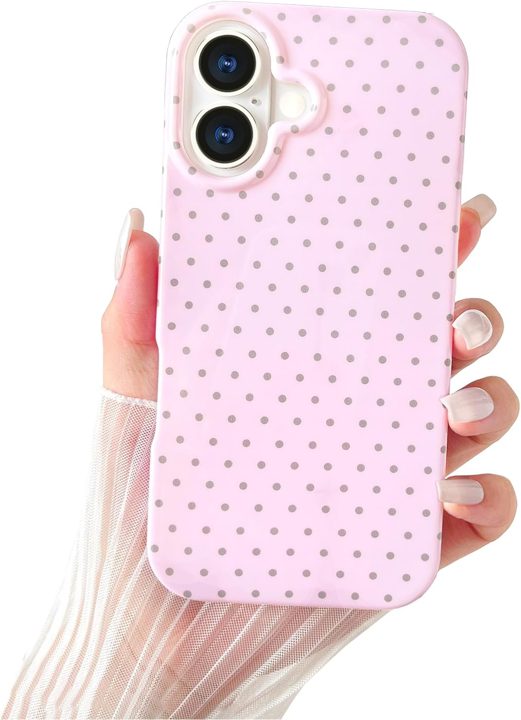 Smobea Iphone 13 Case, Cute Polka Dot Phone Case, Beautiful and Stylish Soft Slim TPU Case Shockproof Cover for Women Girls Yellow