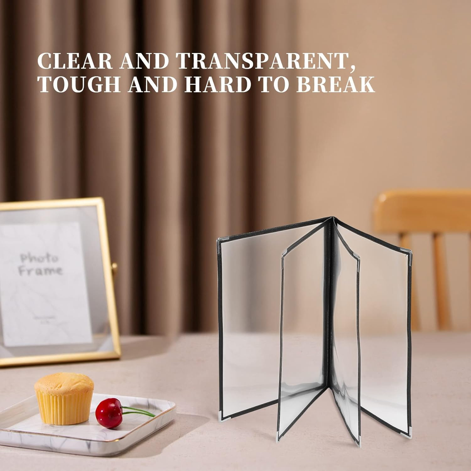 Pvcqjkd 2Pcs Transparent Restaurant Menu Covers for A4 Size Book Style Cafe Bar 4 Pages 8 View image number 6