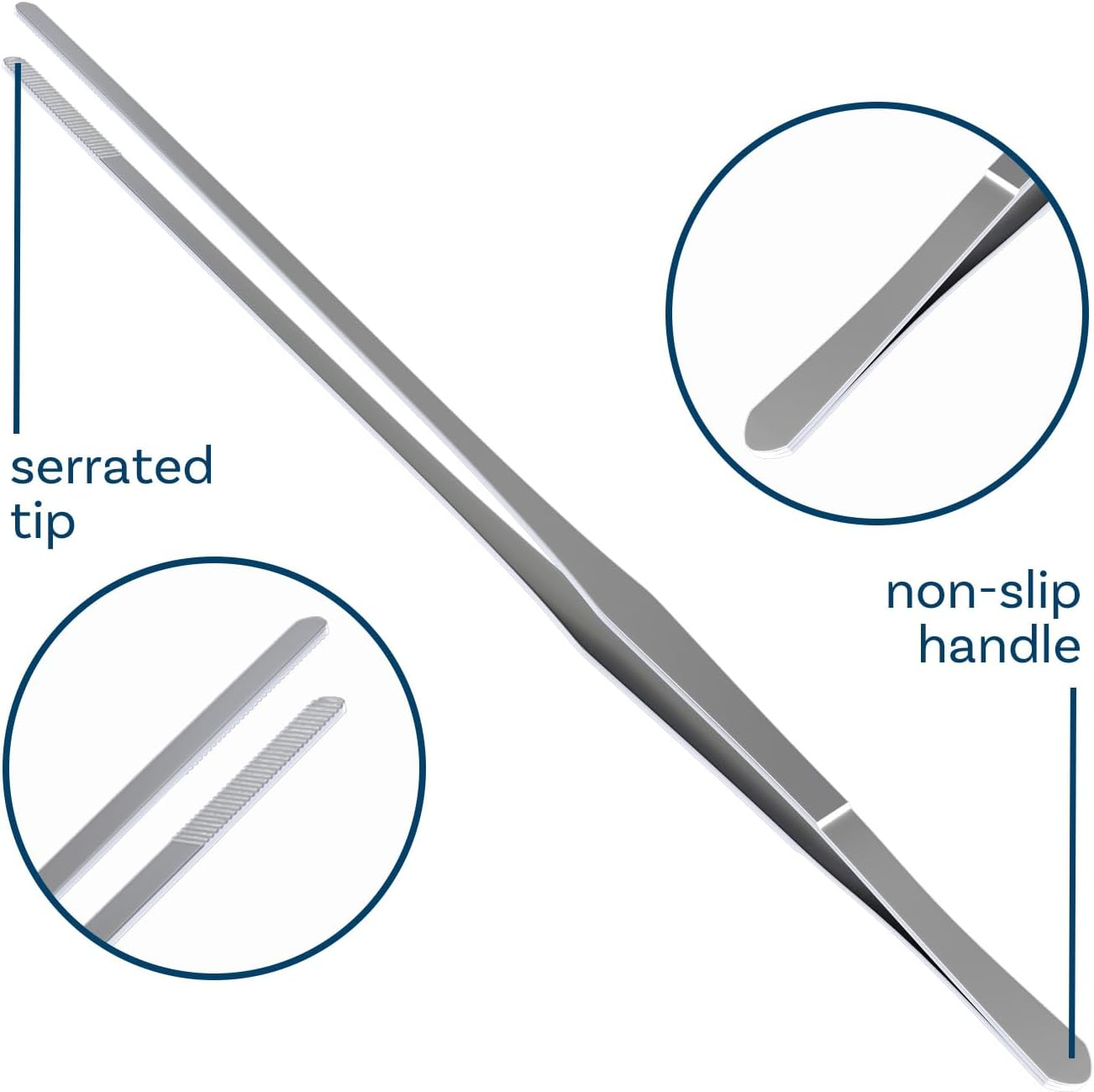 MMOBIEL Stainless Steel Tweezers / Tong 38 Cm / 15 Inch Extra Long with Precision Serrated Tip for Aqua Scaping, Garden Work, Cooking, Industrial Work, Laboratory Use. image number 1