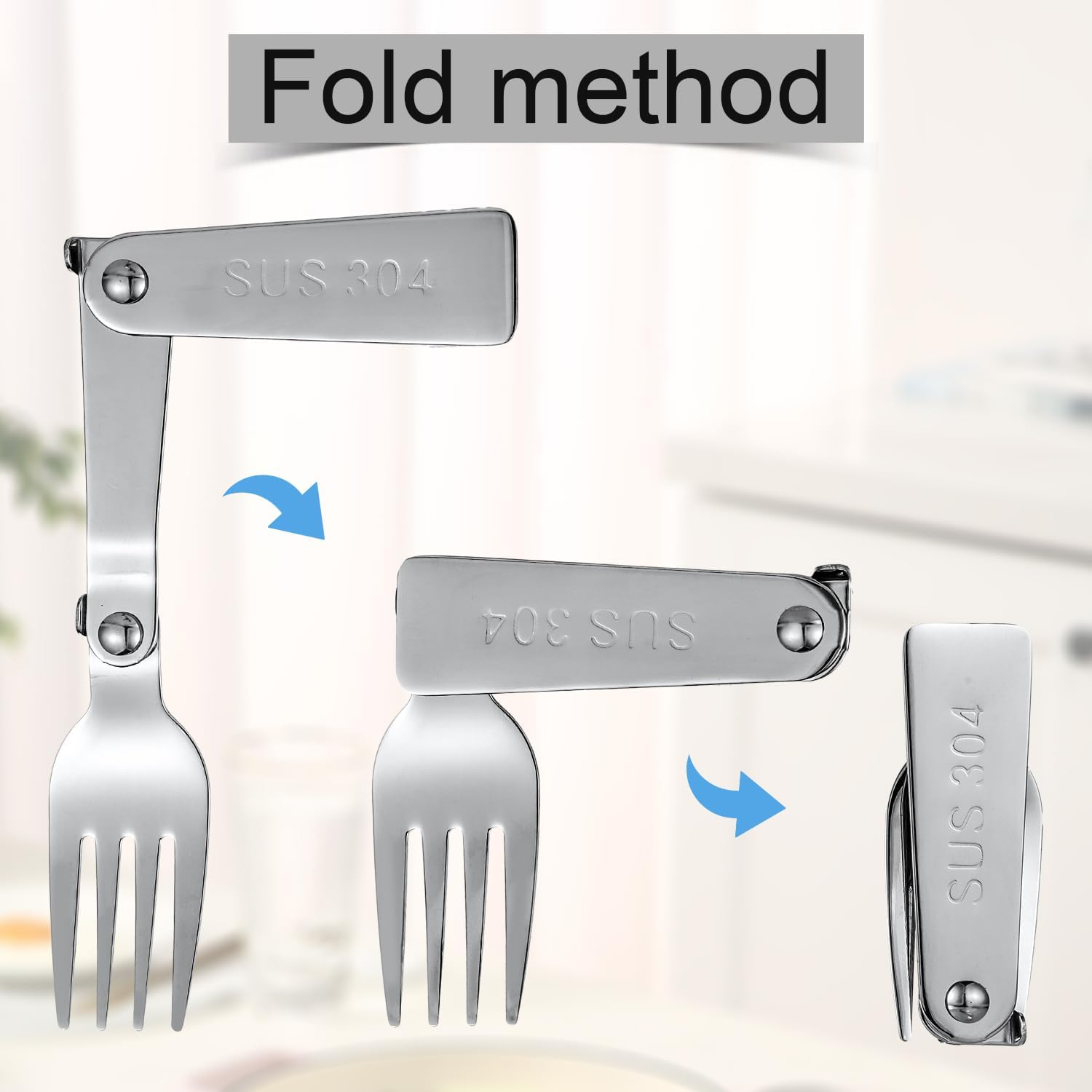 BOXOB 2Pcs Silver Stainless Steel Folding Forks, 6.3 Inch, Compatible with THERMOS FUNTAINER 16 Oz Food Jar, Dishwasher Safe, Camping Flatware image number 6