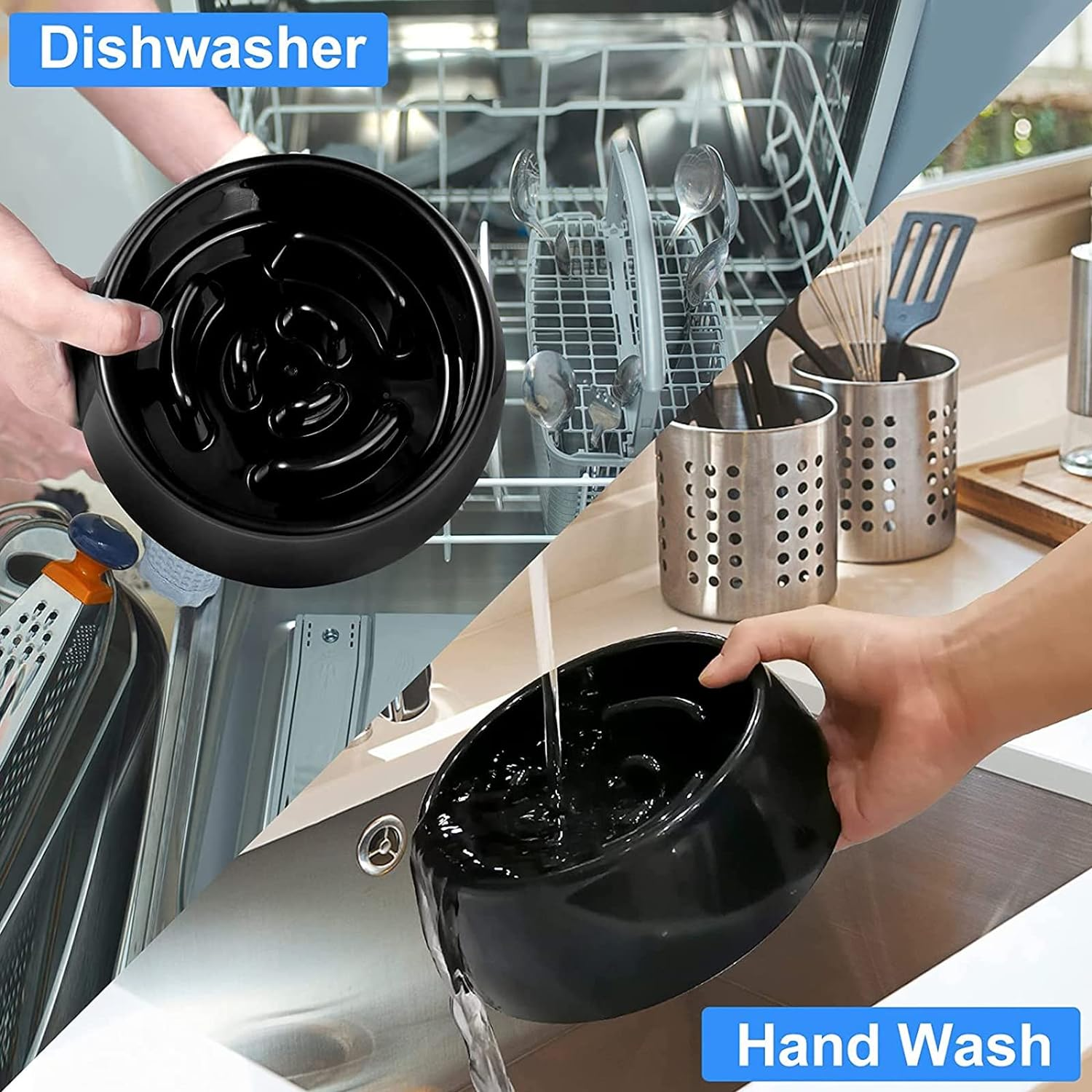 Slow Feeder Dog Bowls, Visuivit Pet Slower Food Feeding Bowls Hold 2 Cups, Stop Bloat Bowl Anti-Choking & Anti-Gulping & Fun Feeding Bowl (S) image number 3