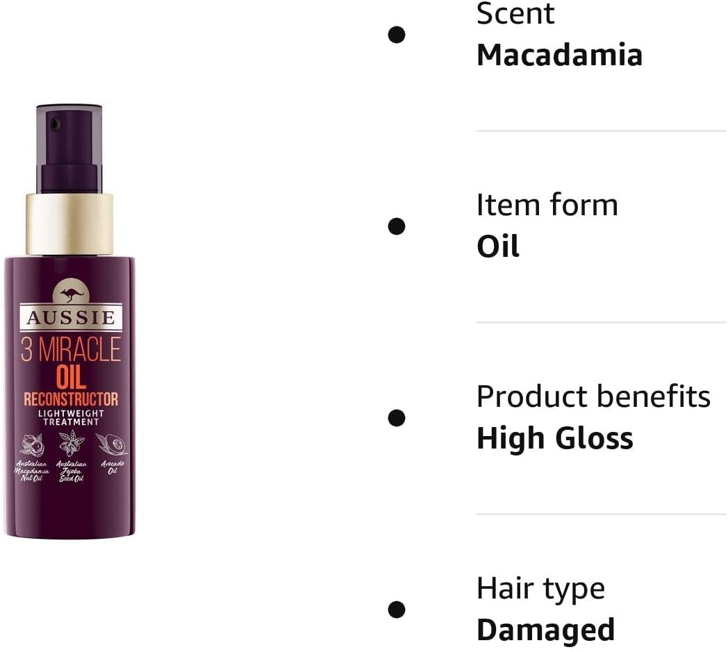 Aussie 3 Miracle Hair Oil Reconstructor with Macadamia Hair Oil for Damaged Hair 100 Ml image number 5