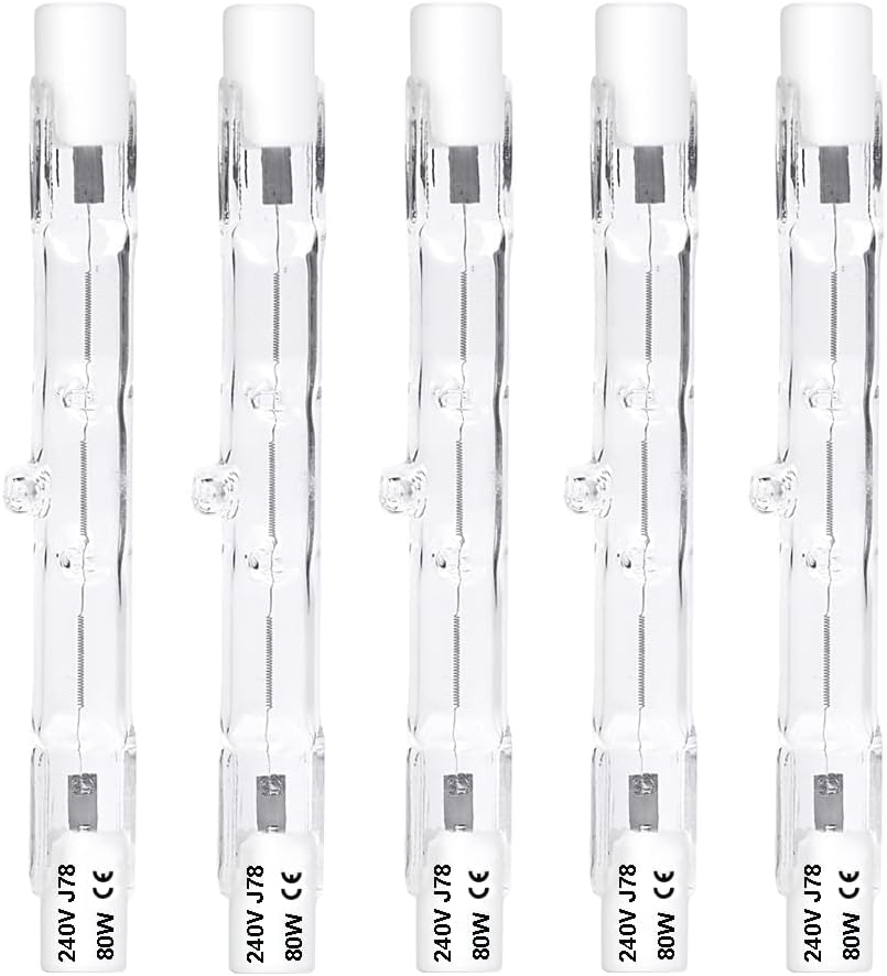 Luxvista R7S 78Mm 80W Halogen Bulb Dimmable, J78 T3 Linear Halogen Pencil Lamp 1390Lm Spotlight for Floor Lamps, Landscape Lights, Security, Streetlight (5-Pack, Warm White 2800K) image number 5
