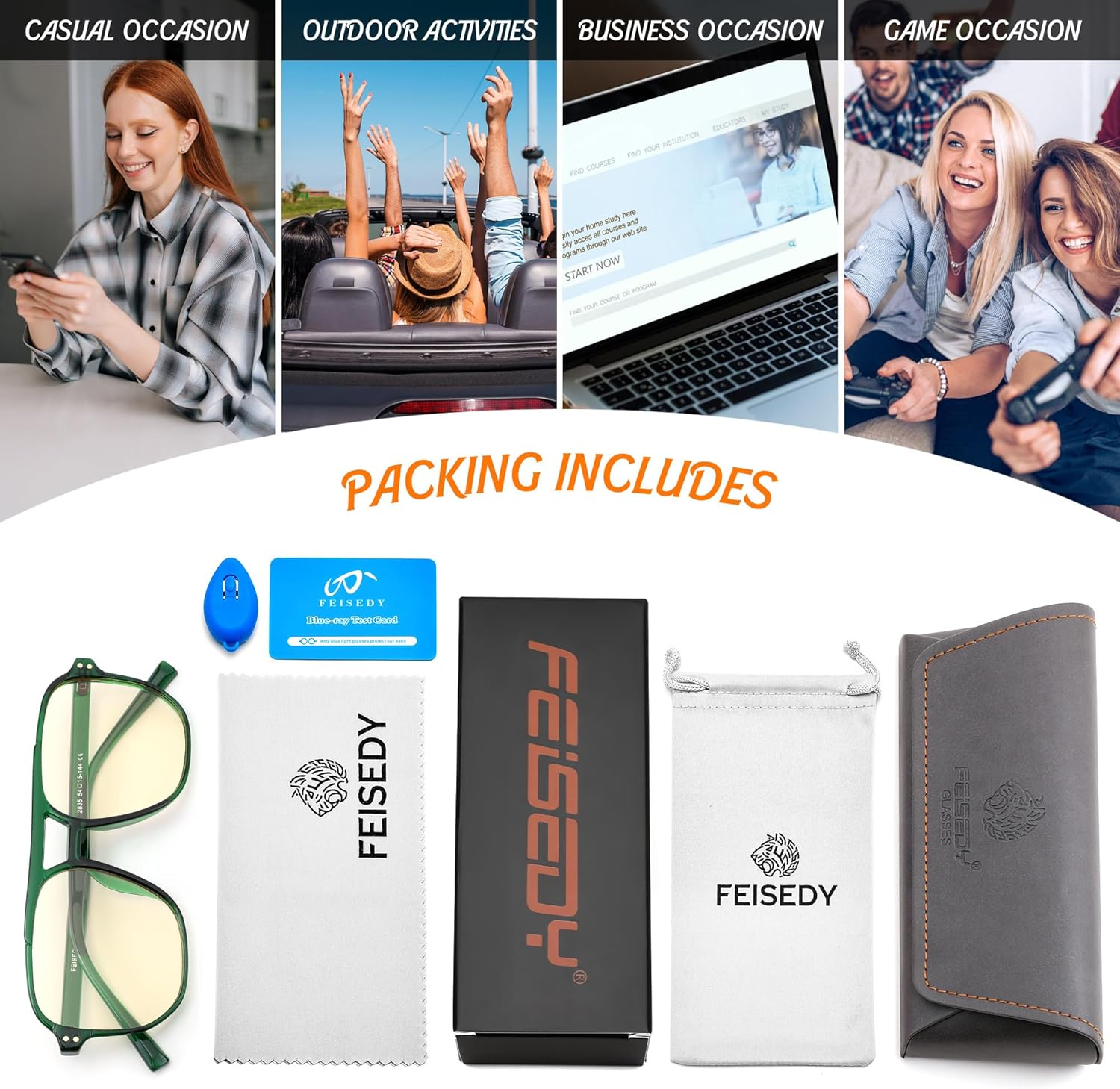 FEISEDY Blue Light Blocking Glasses for Women Men Fashion Computer Eyeglasses anti Eyestrain BLBG2835