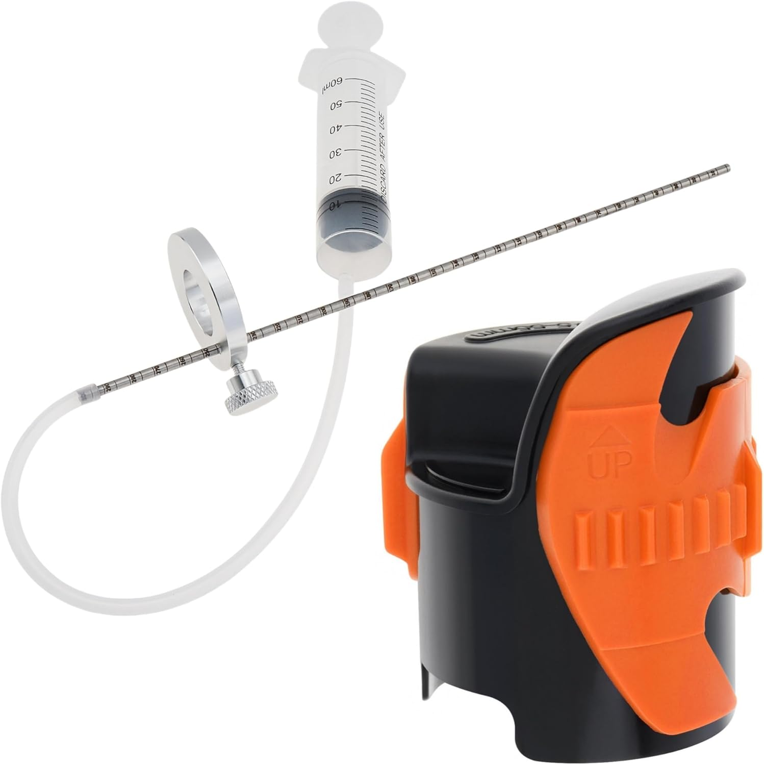 Windance Motorcycle Front Fork Maintenance Tool Kit,Fork Seal Saver Cleaner 45Mm-55Mm Shock Repairing Tool + Fork Suspension Oil Level Measurement Gauge Oil Syringe Tool (Orange)