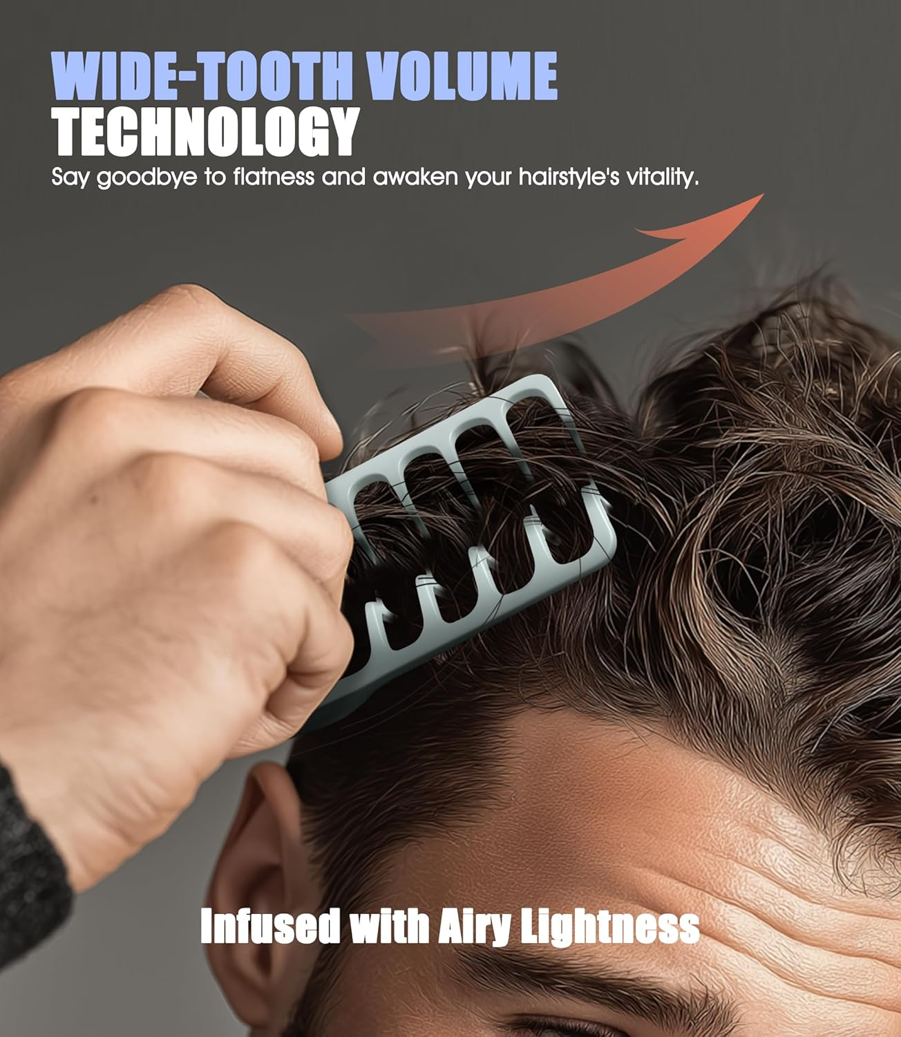 Pack of 2 Volume Comb Styling Comb with Texture Large Tooth Comb for Volume & Care Volume for the Hair Roots with Pony Roots, Lifting Hair Roots Hair Brush for Men and Women image number 3