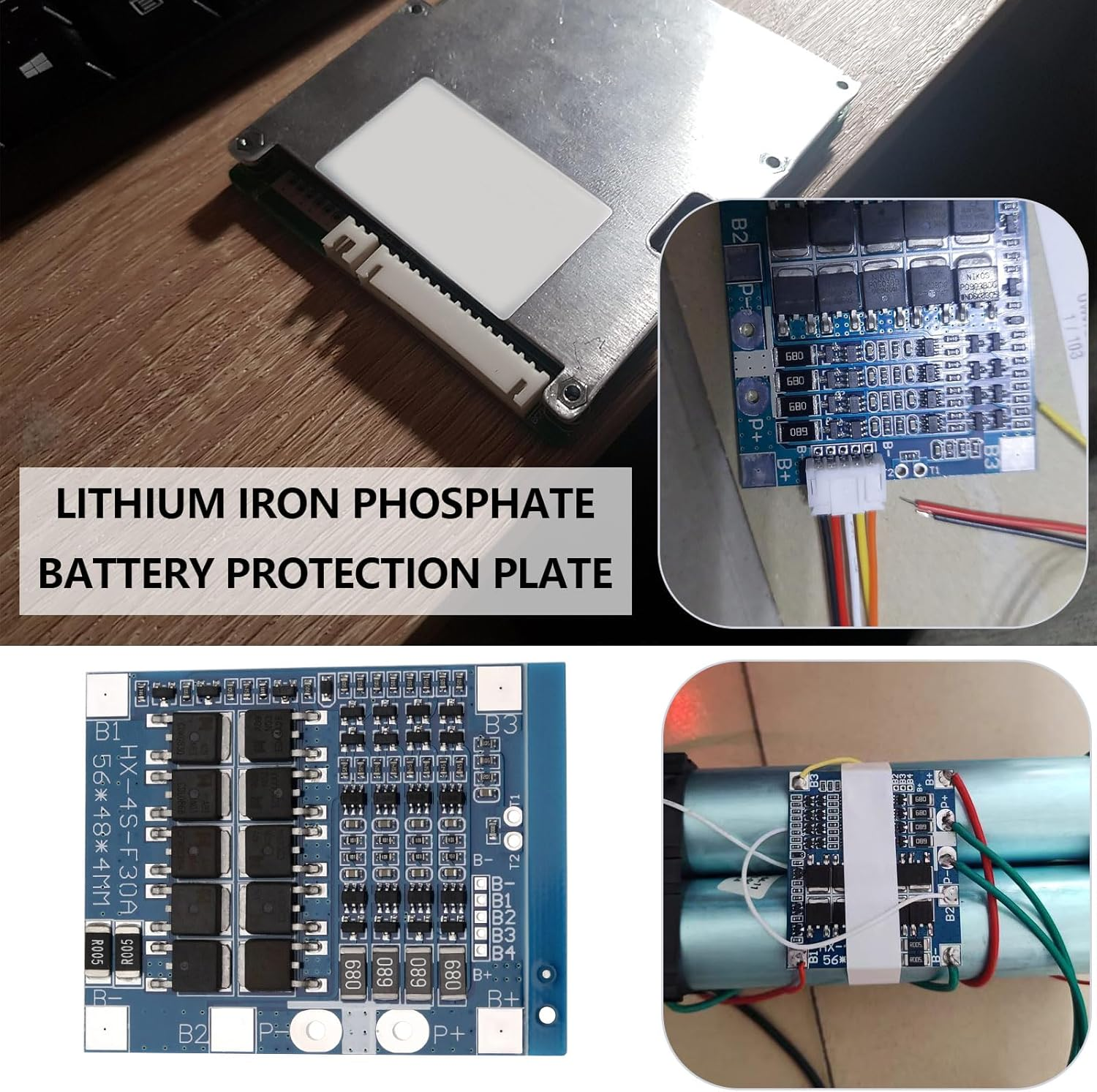 SING F LTD 2Pcs Lifepo4 BMS 4S 30A 12.8V Protection Board Battery Balance Protection Board BMS PCB 18650 Charging Circuit Protection Board Suitable for Electric Motorcycles image number 6