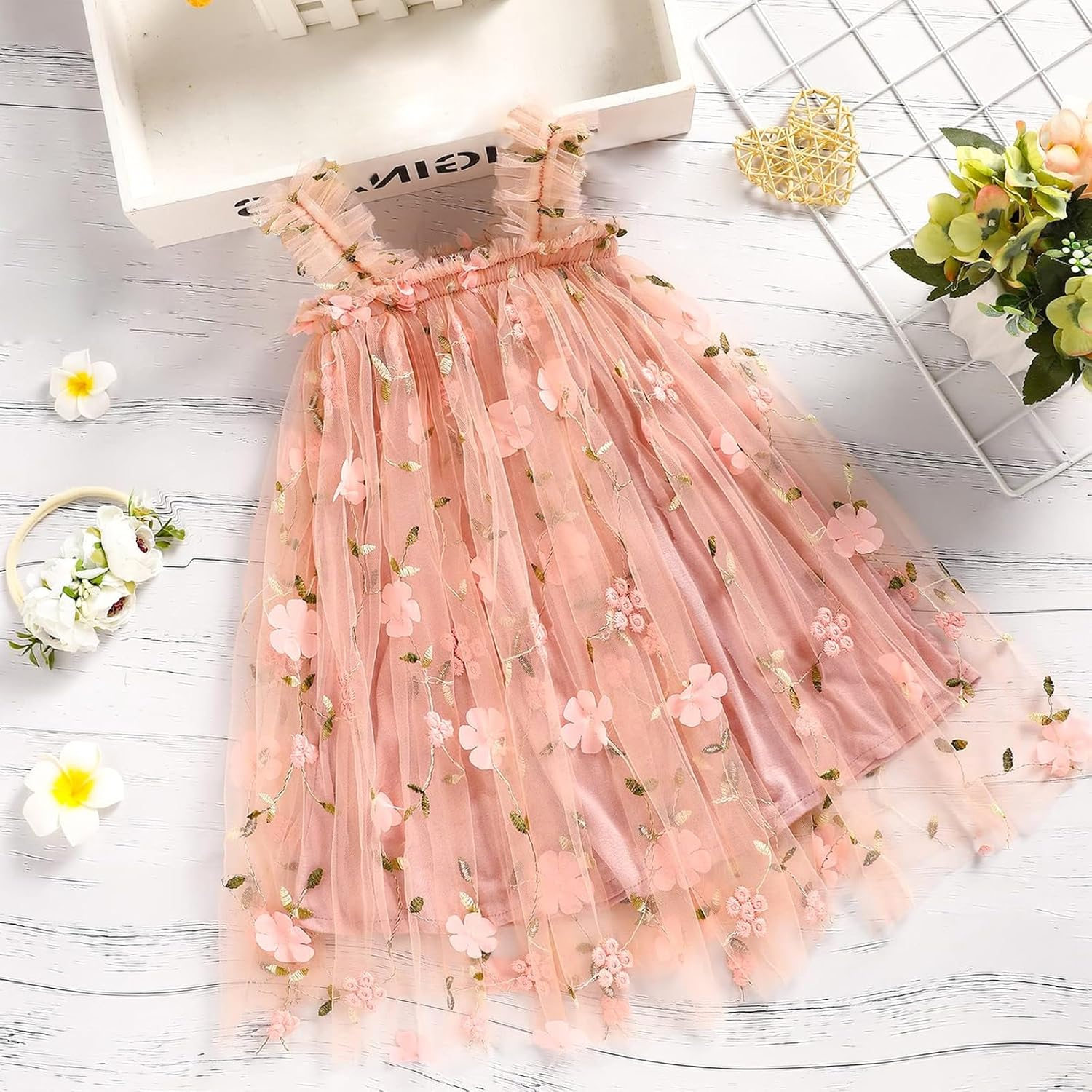 Toddler Baby Girl Tutu Dress Infant Tulle Flower Dresses Girls Sleeveless Sundress 6M-5Y image number 1