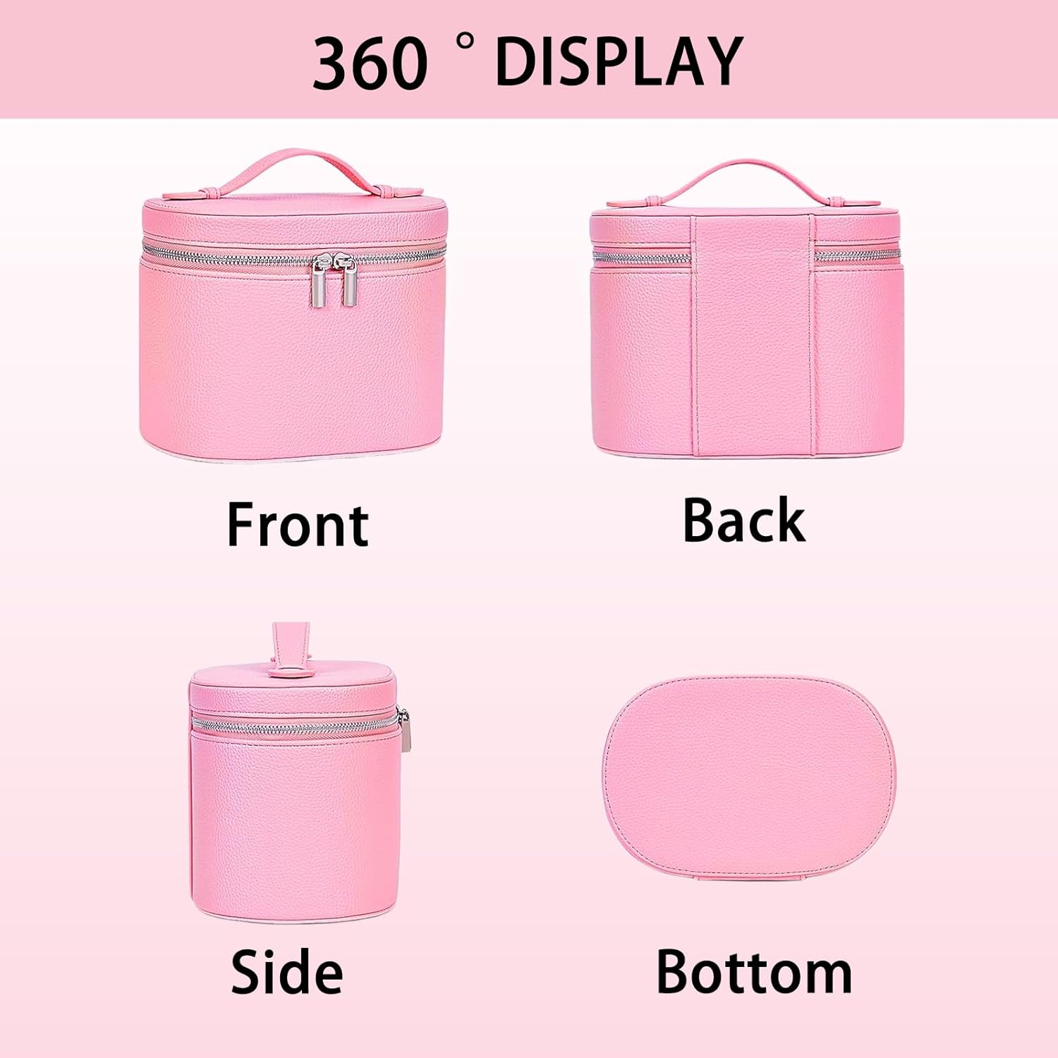 Portable Travel Toiletry Bag, Modern Makeup Storage Case, PU Leather Waterproof Wash Bag, Vanity Organizer with Removable Divider