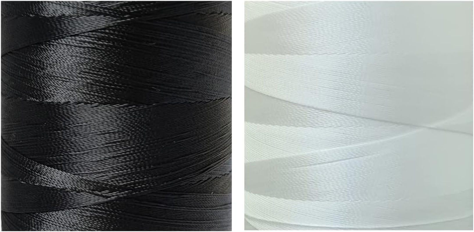 FUMAO Polyester Thread Heavy Duty Bonded UV Resistant Outdoor #69 T70 Size 210D/3Ply for Marine Upholstery, Leather, Sewing Crafts, 3000Yards Pack of 2 (Black White) - Beige image number 2