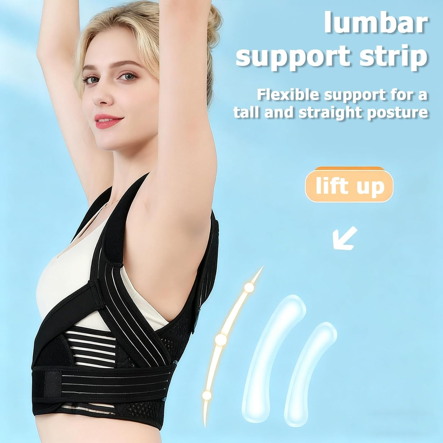 Back Brace Posture Corrector - Support for Women & Men, Adjustable Belt for Posture Correction for Neck Shoulder & Upper Back Pain Relief, Improve Posture Correct Hunchback Slouching (L) image number 1